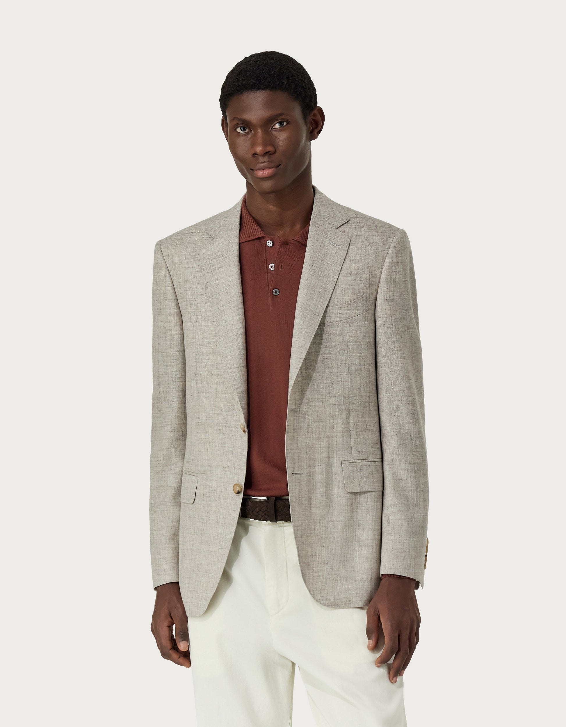 Beige Travel suit in wool, silk and linen
