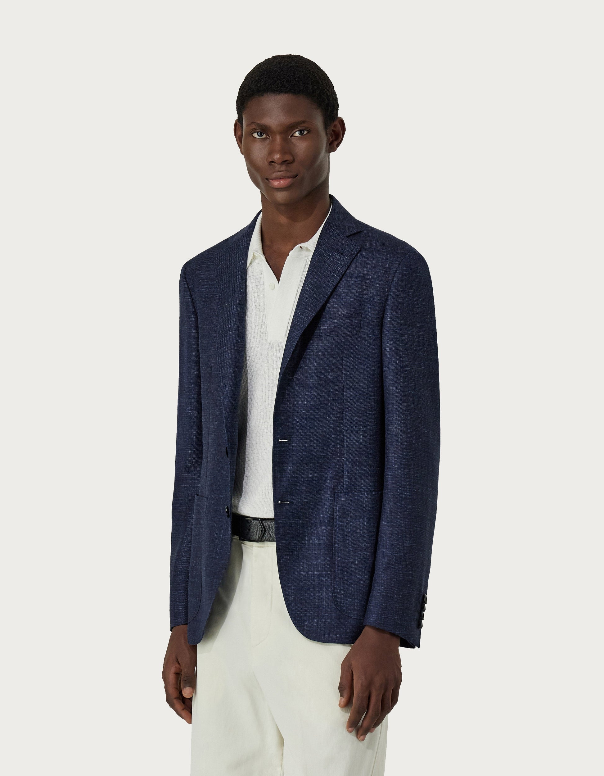Beige Kei blazer in wool, silk and linen