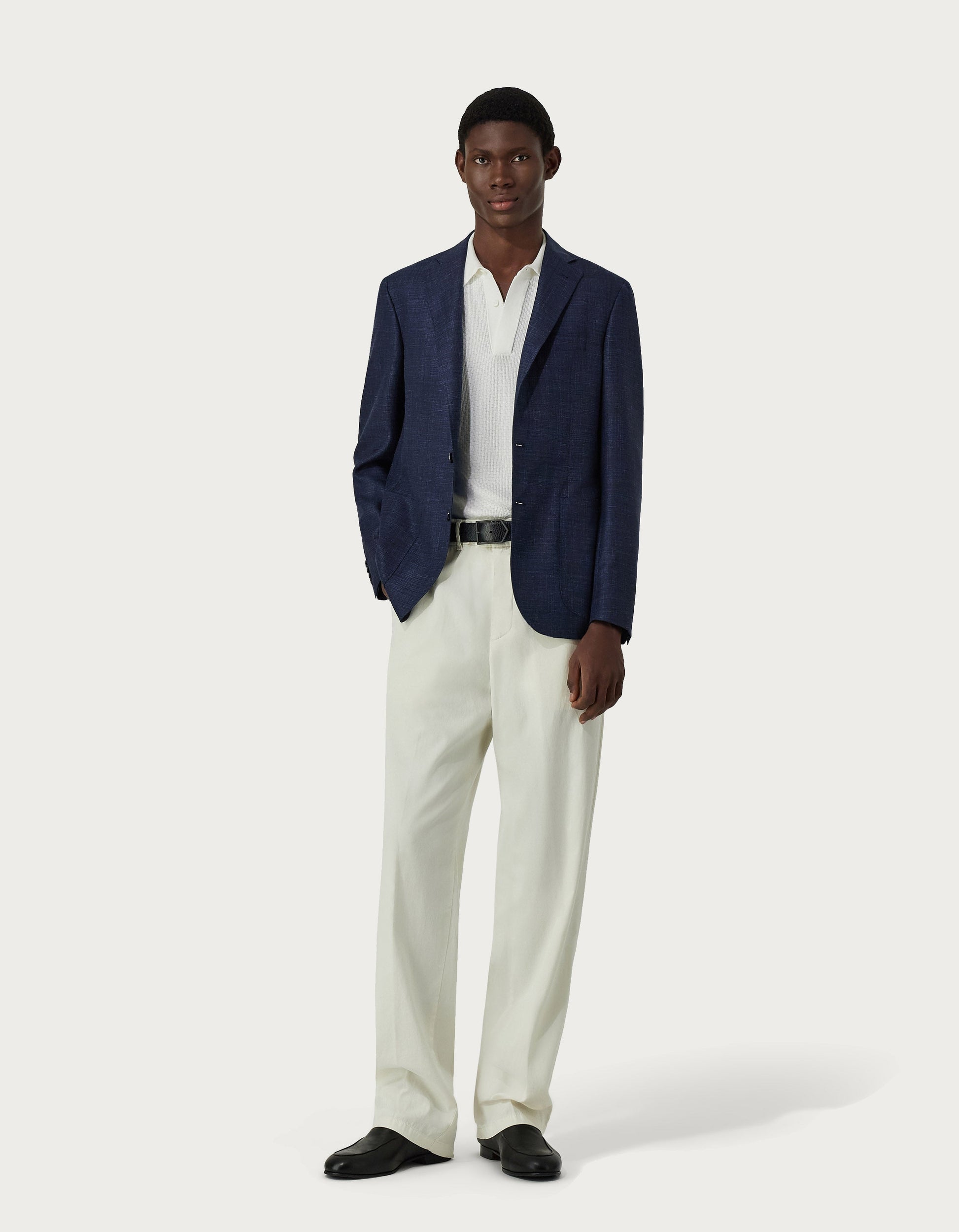 Beige Kei blazer in wool, silk and linen