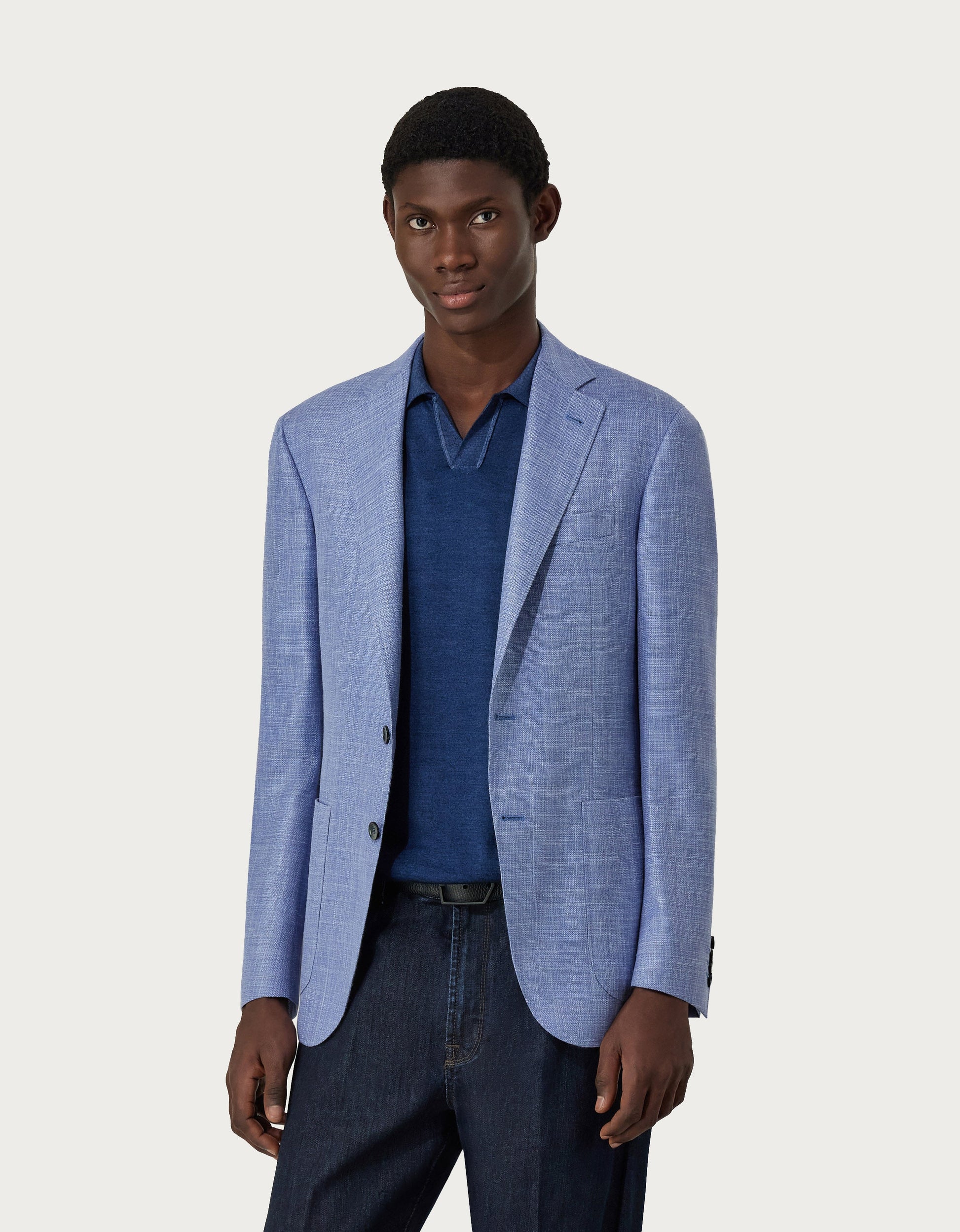 Beige Kei blazer in wool, silk and linen