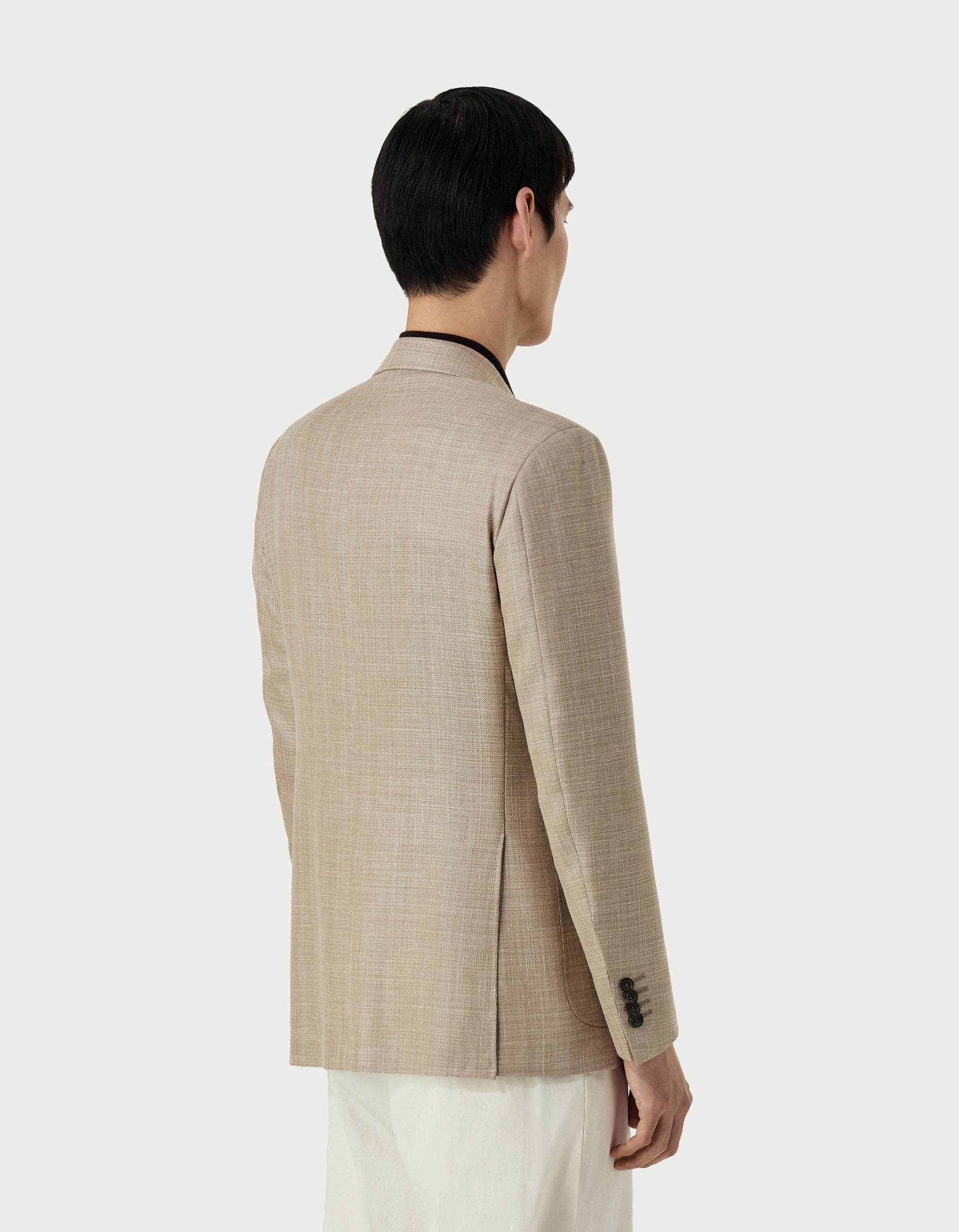 Beige Kei blazer in wool, silk and linen