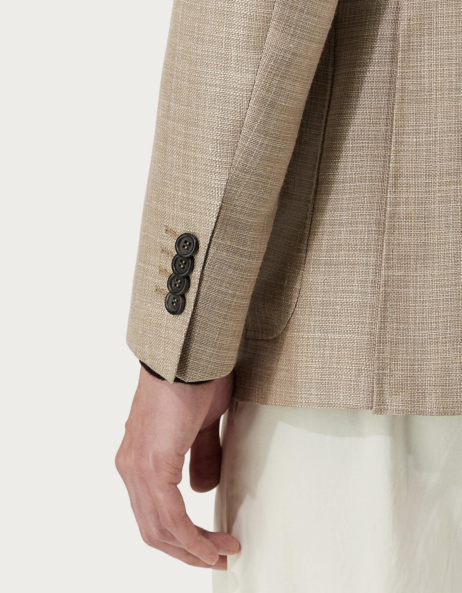Beige Kei blazer in wool, silk and linen