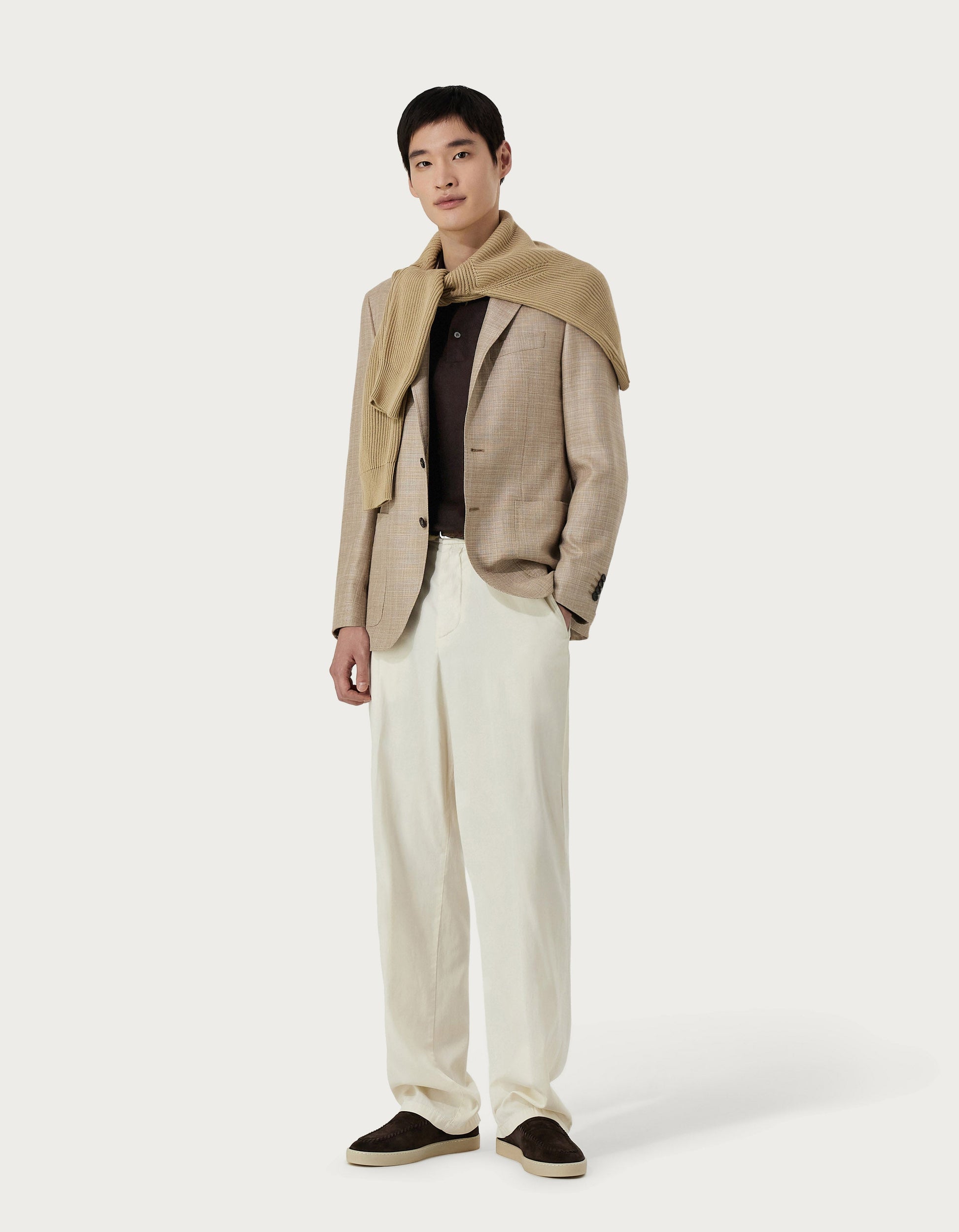 Beige Kei blazer in wool, silk and linen