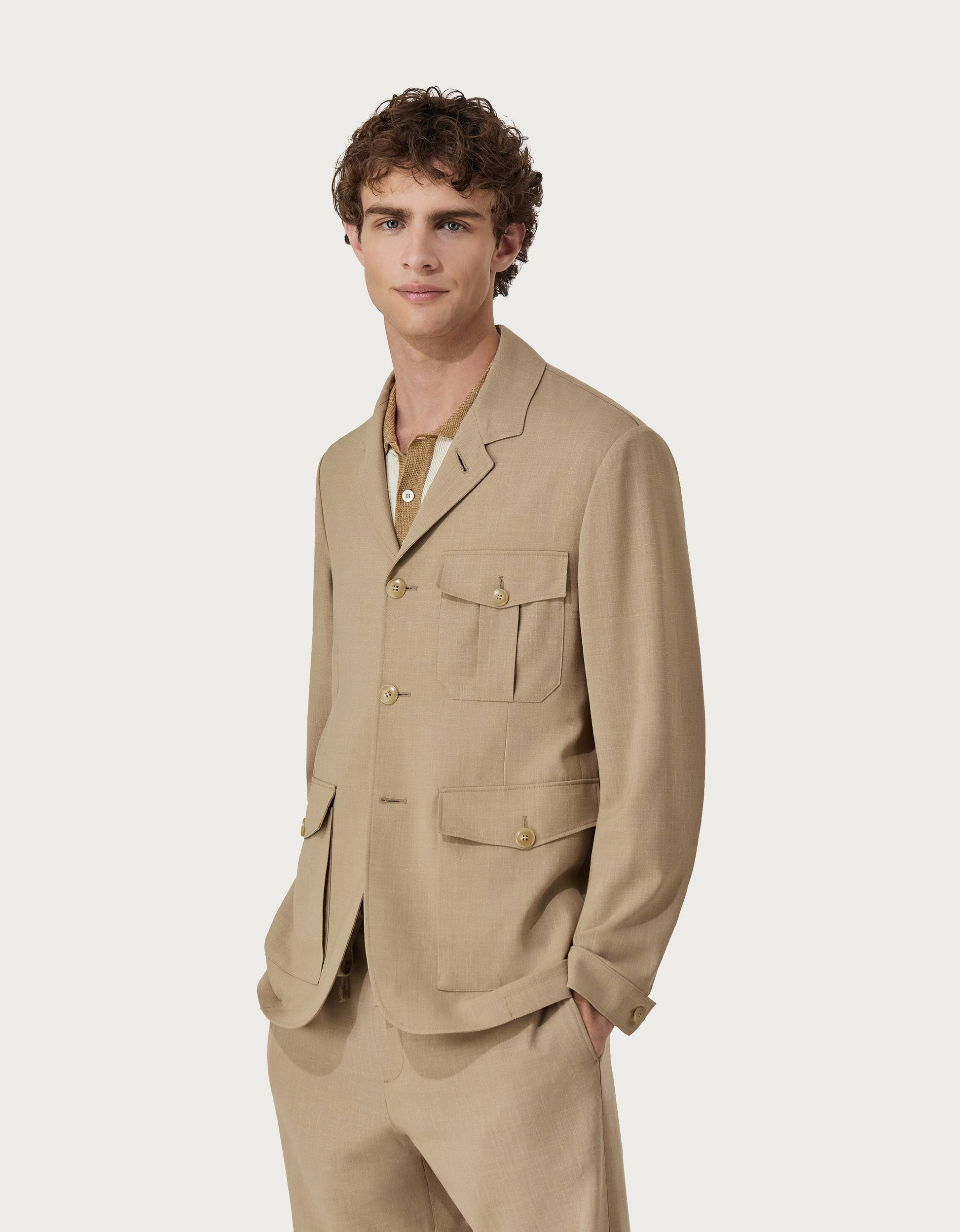 Sand Travel blazer in linen, silk and wool