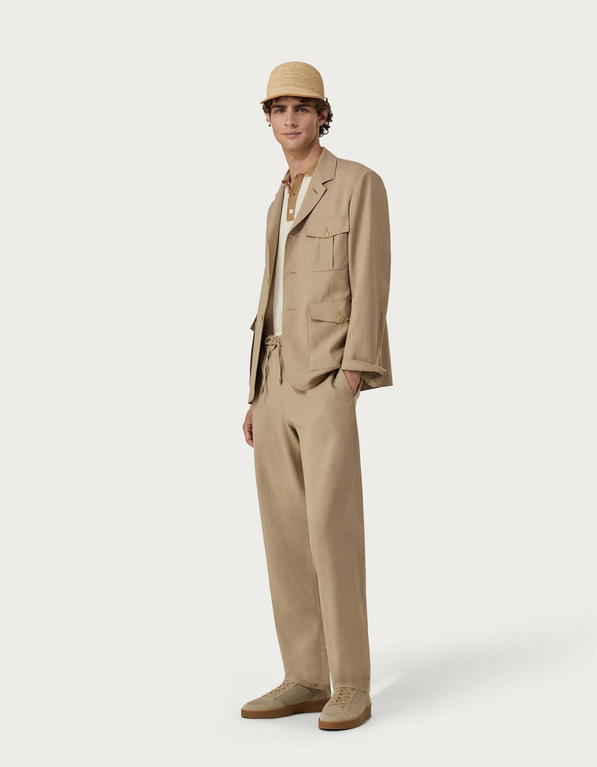 Sand Travel blazer in linen, silk and wool