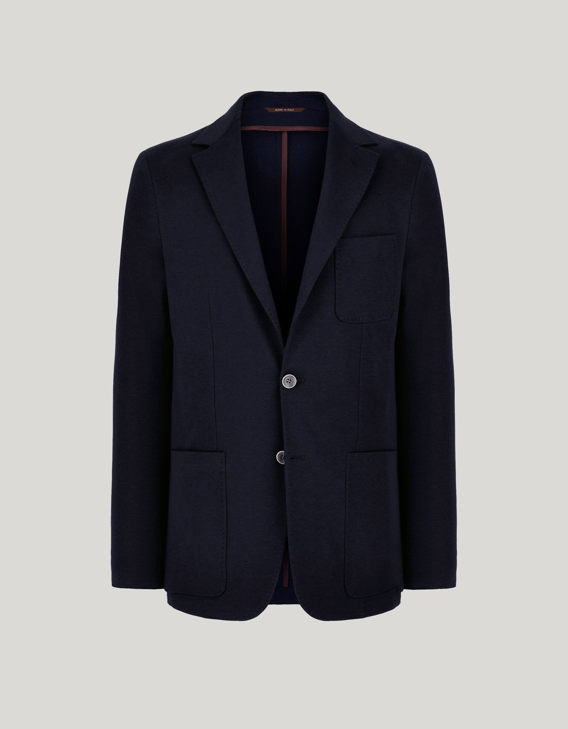 Blue black jersey blazer in cotton cashmere and silk