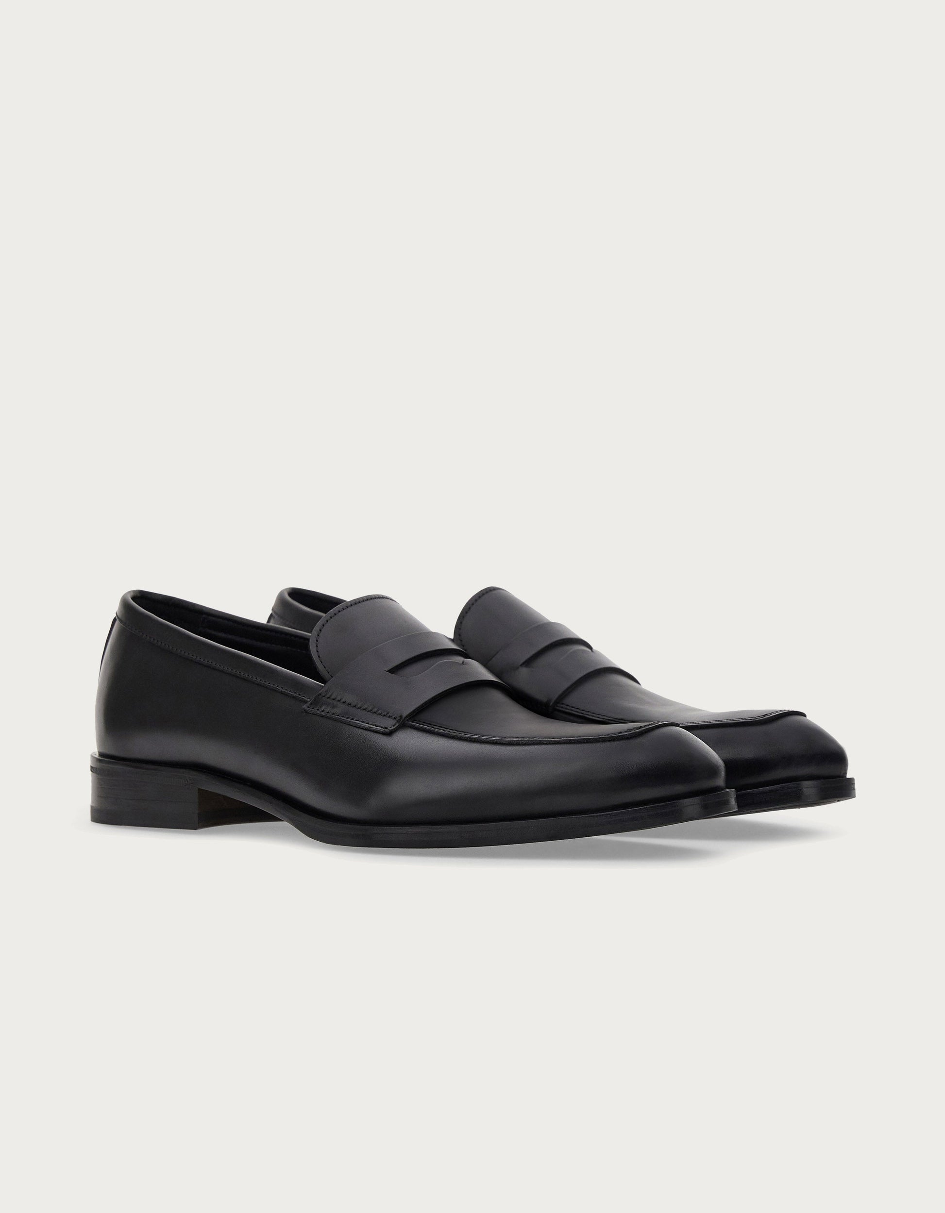 Penny loafer in black rough calfskin