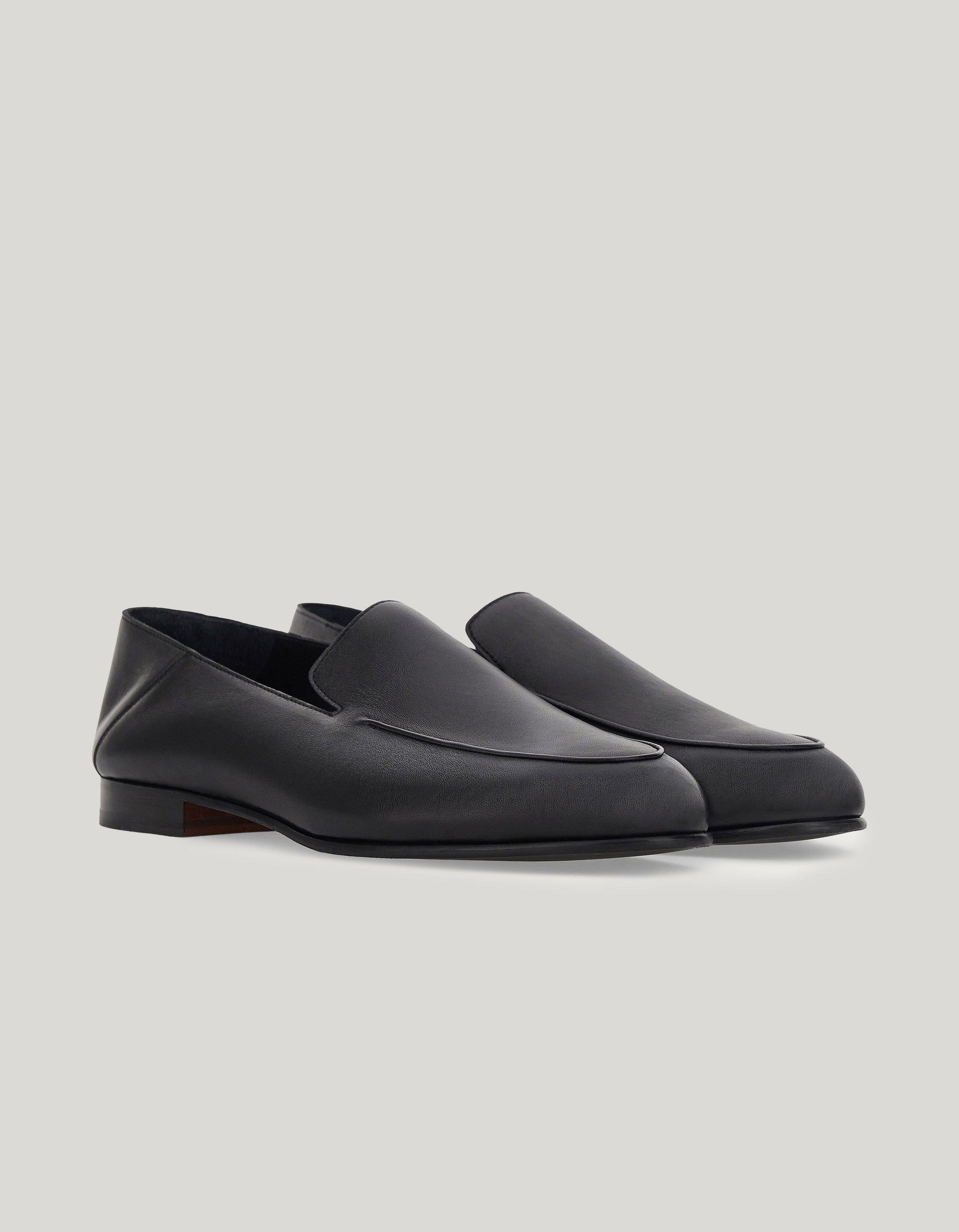 Black sheepskin leather loafer