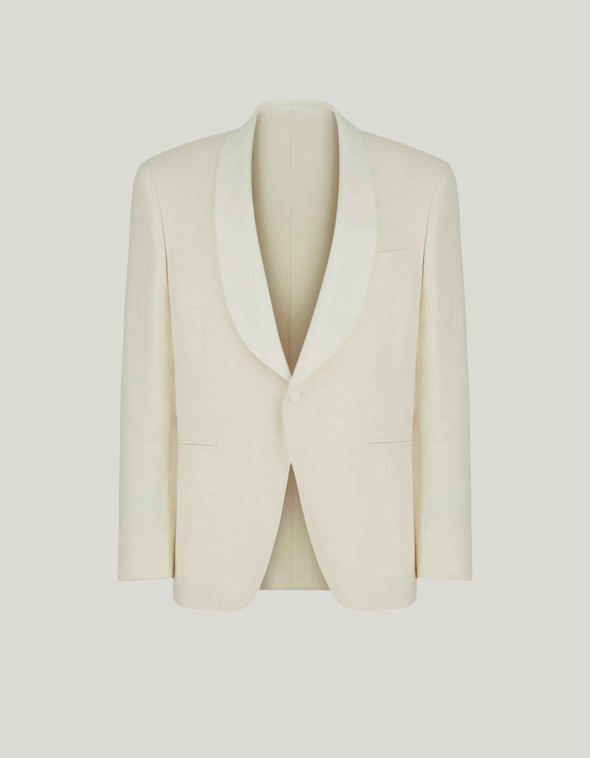 Travel tuxedo jacket in white silk wool and mohair