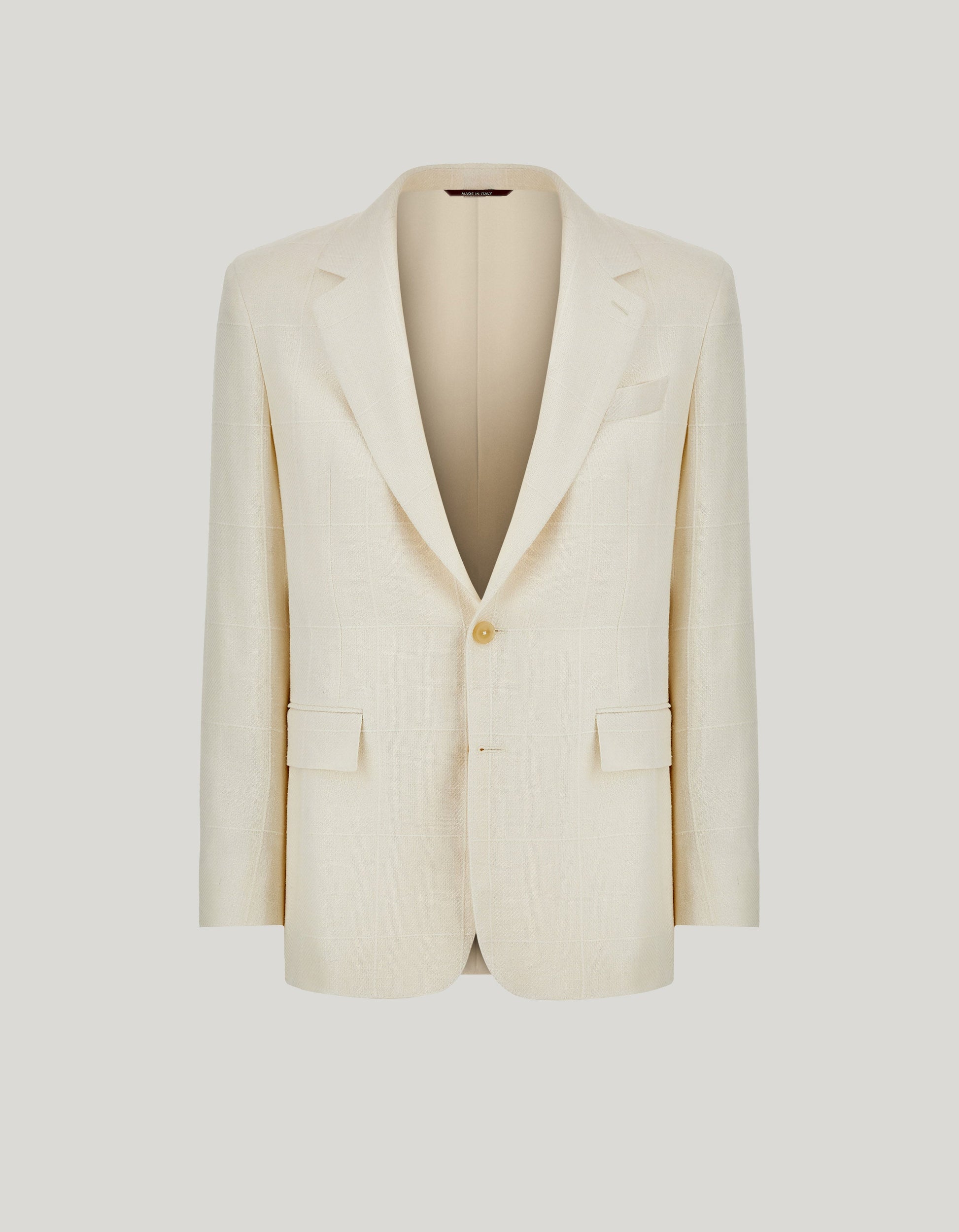 Travel blazer in white silk wool and mohair