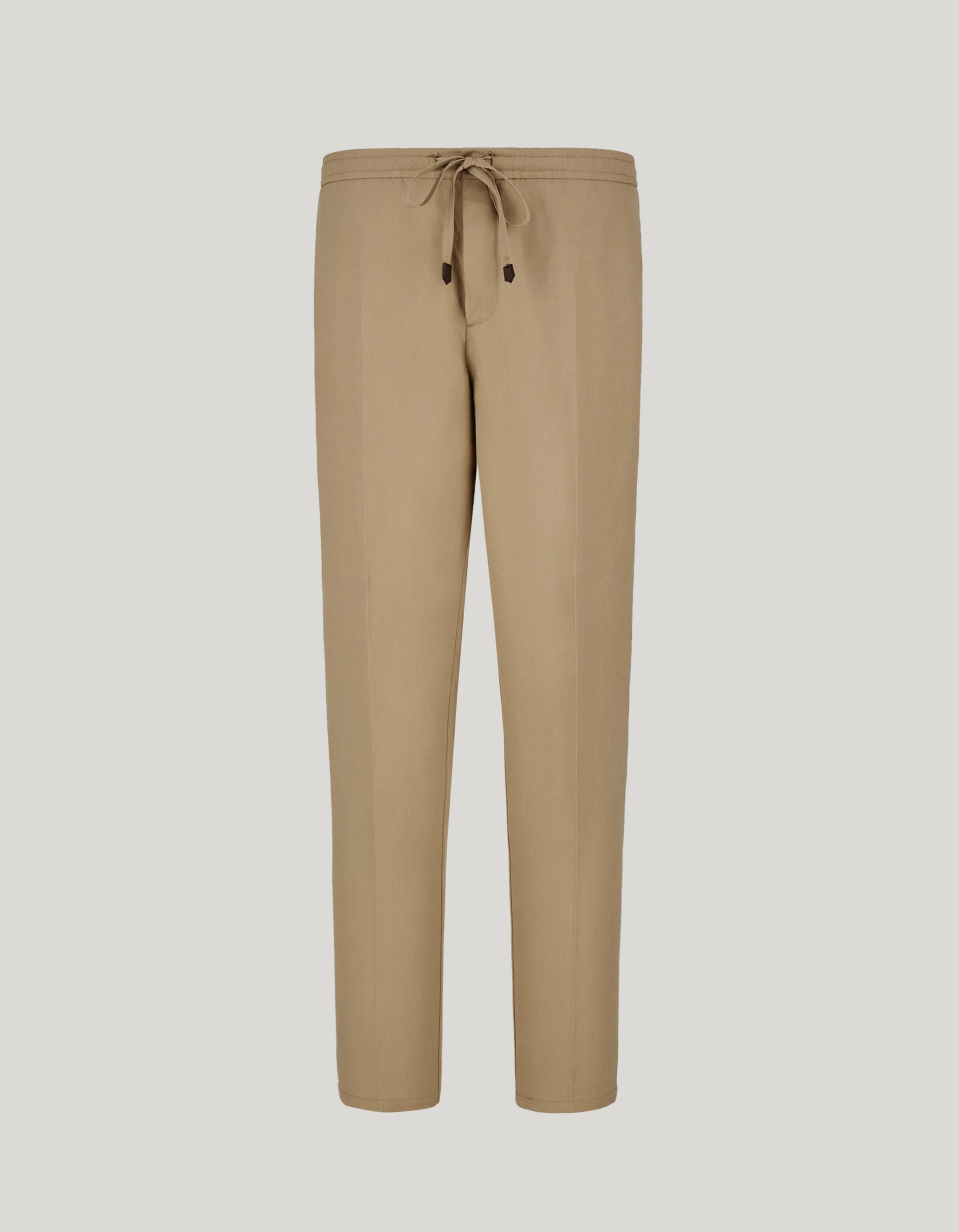 Suede-colored linen silk fabric drawstring pants