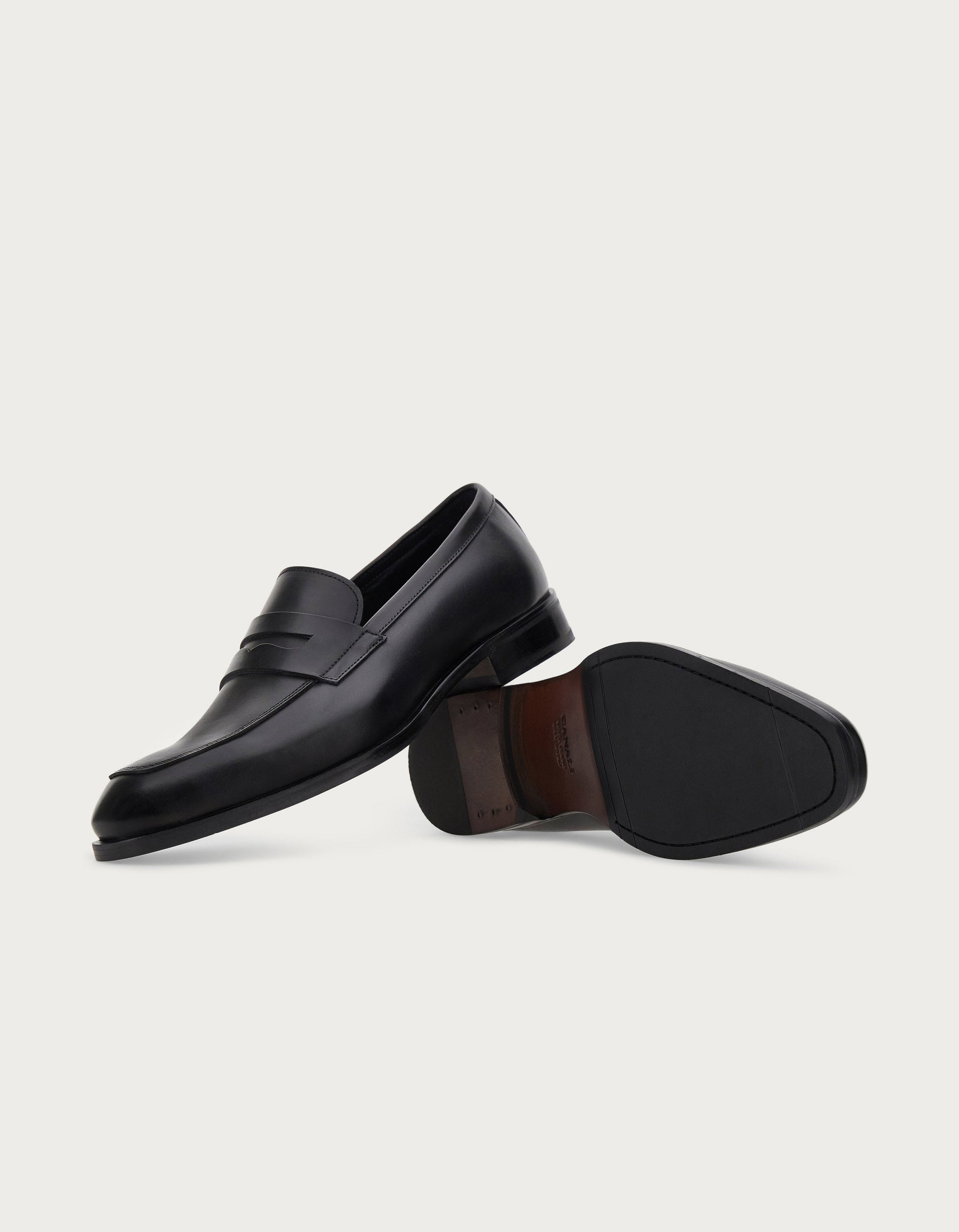 Penny loafer in black rough calfskin