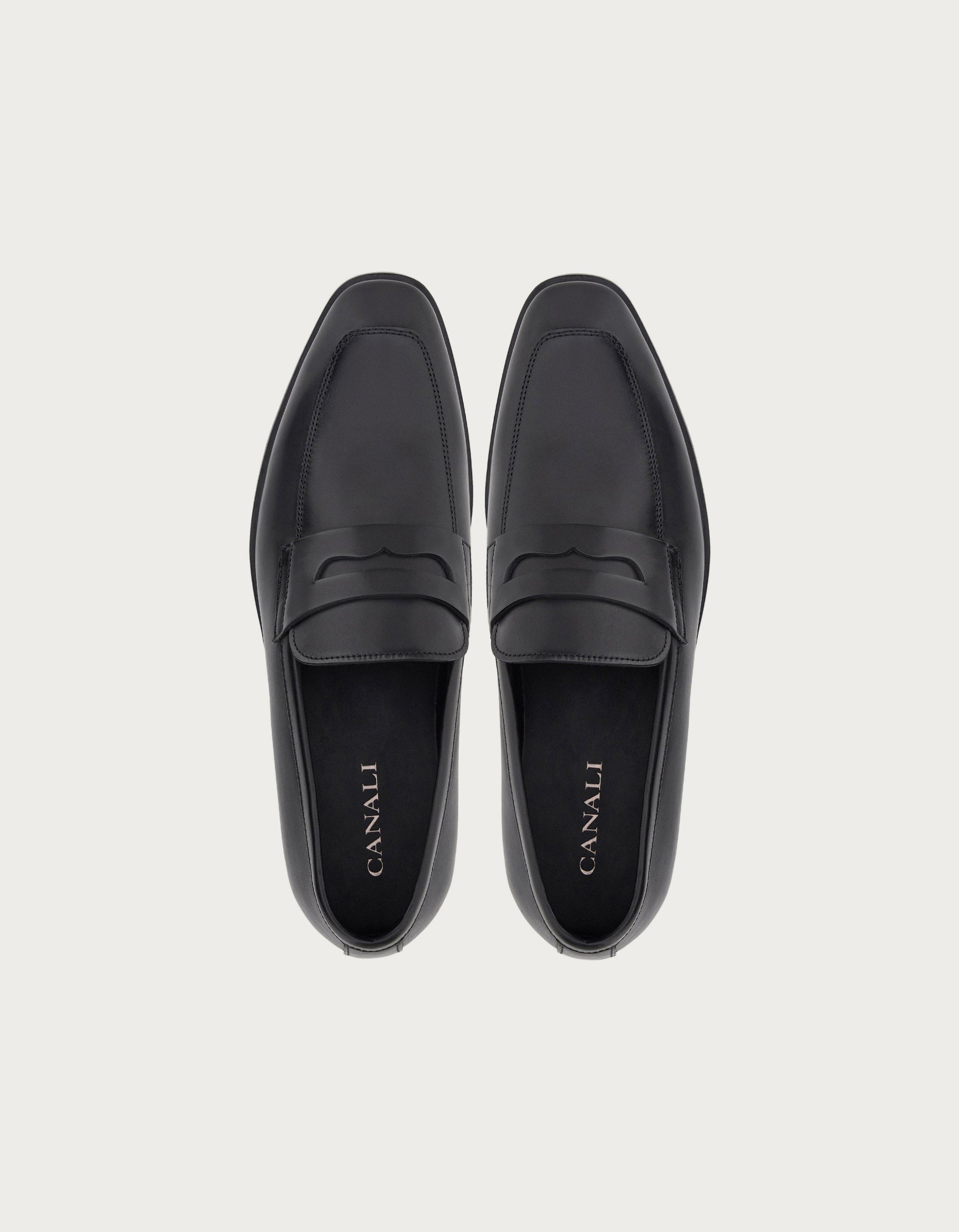 Penny loafer in black rough calfskin