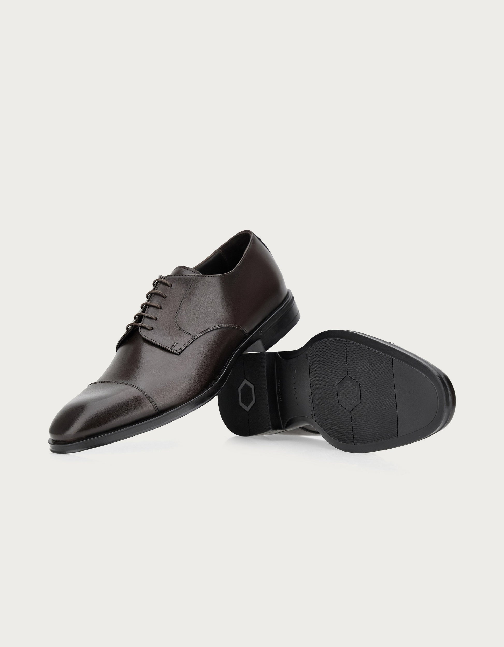 Dark brown Derby shoes with calfskin toe caps