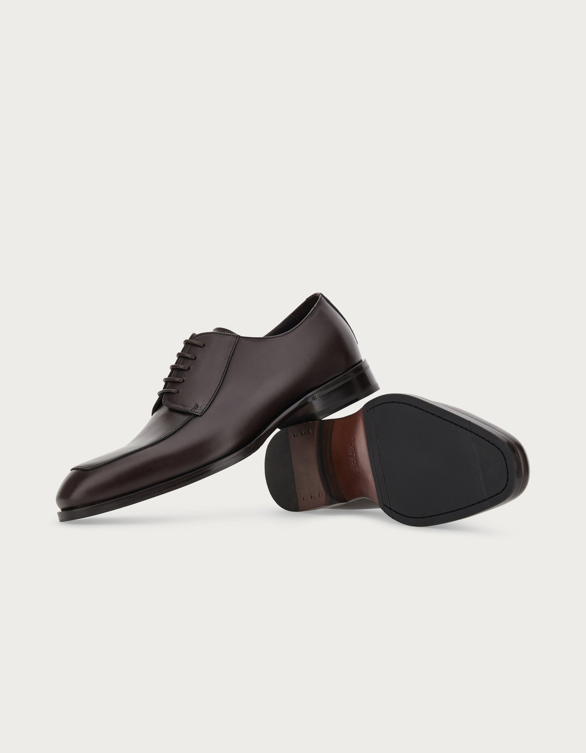 Derby shoes in dark brown buffed calfskin