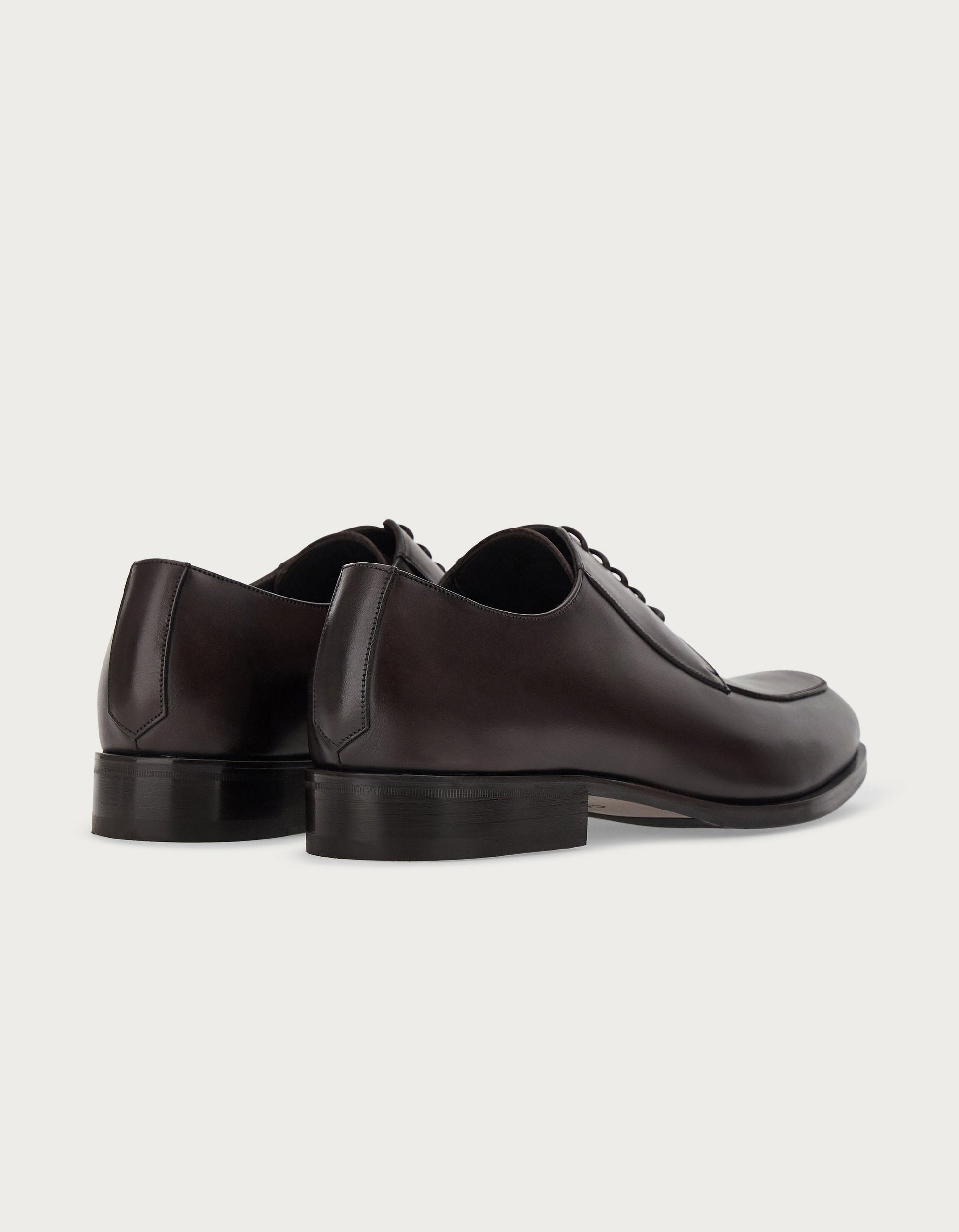 Derby shoes in dark brown buffed calfskin