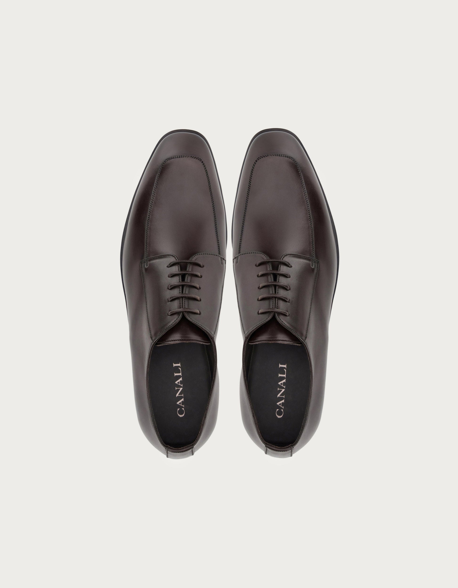 Derby shoes in dark brown buffed calfskin