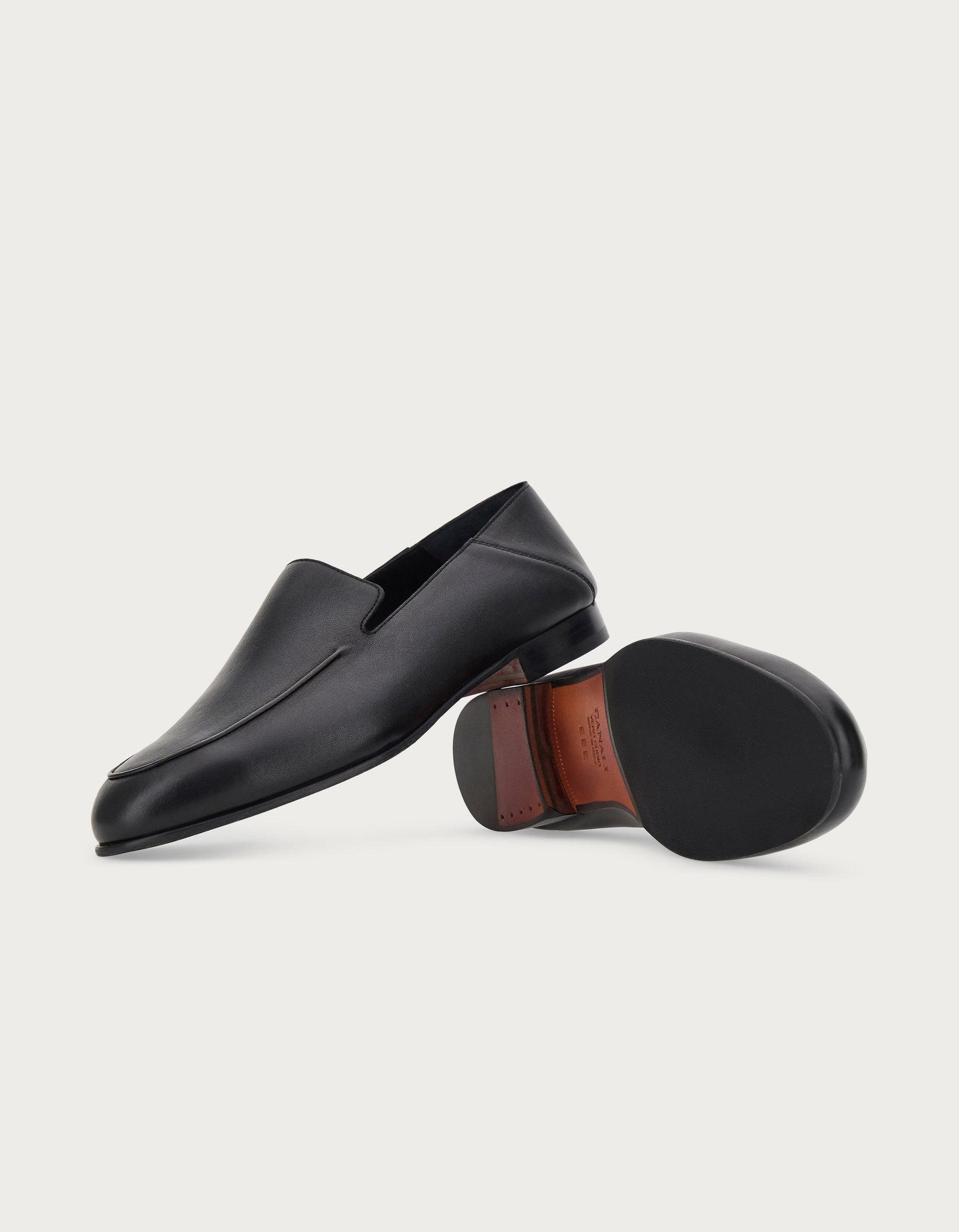 Black sheepskin leather loafer