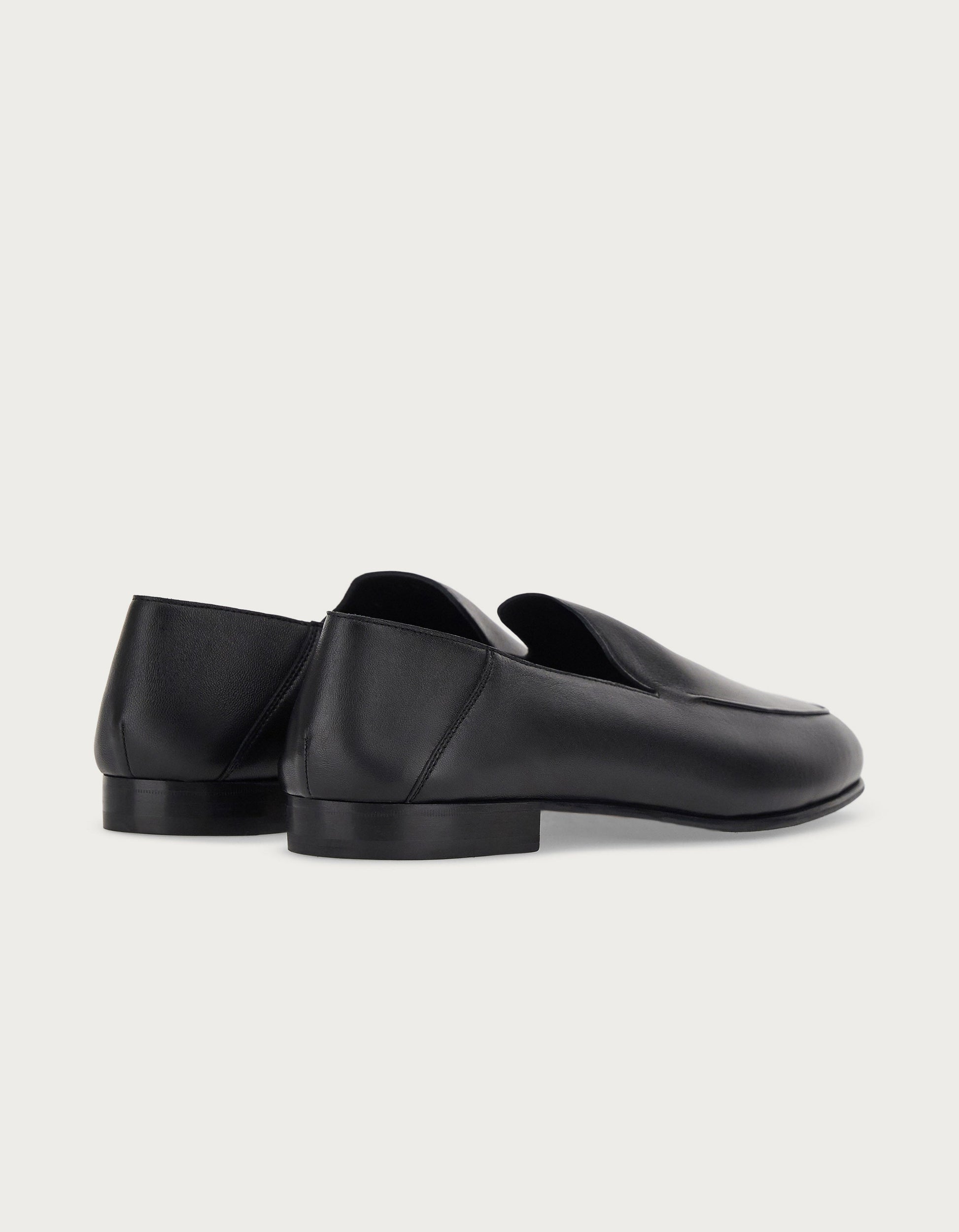 Black sheepskin leather loafer