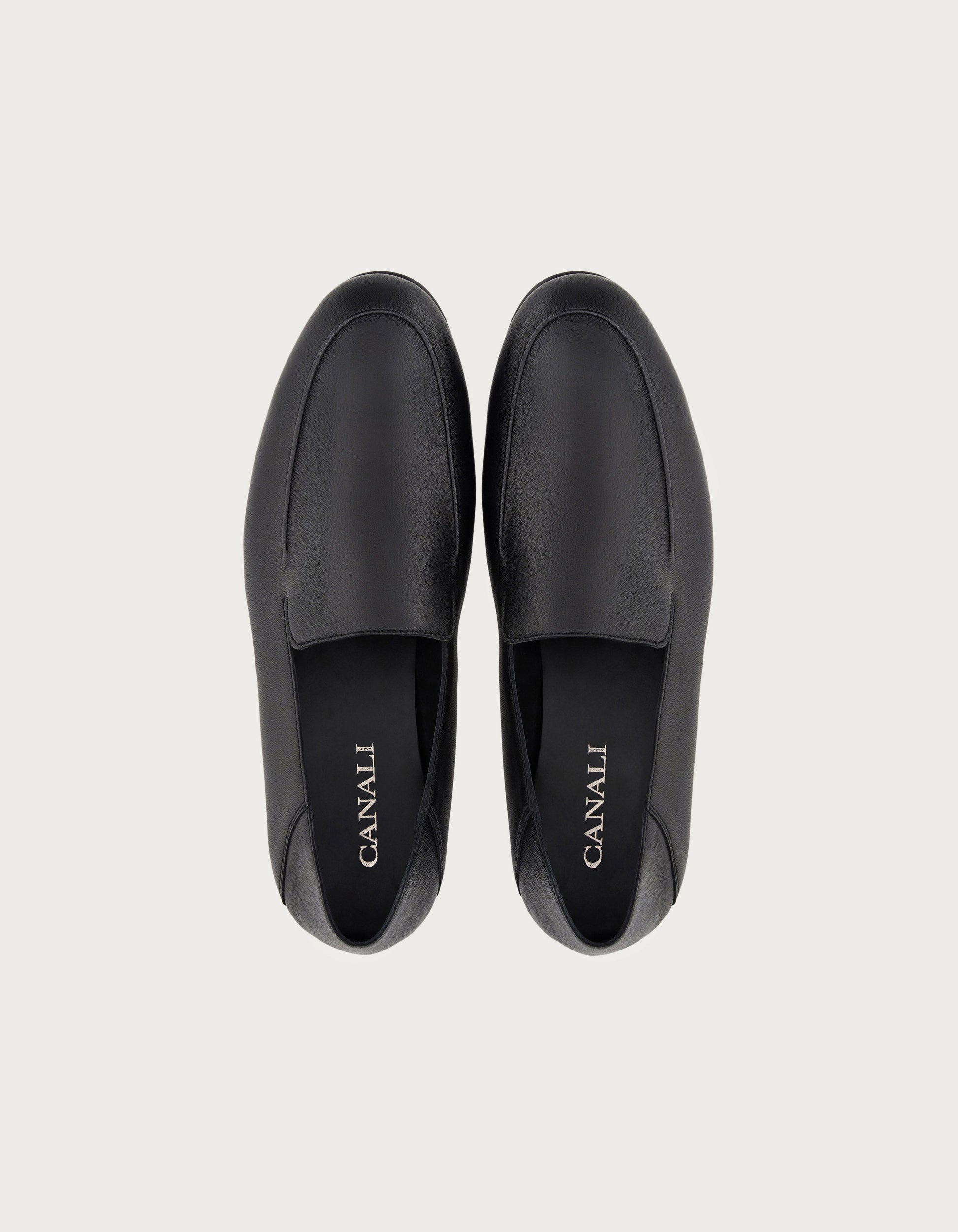 Black sheepskin leather loafer