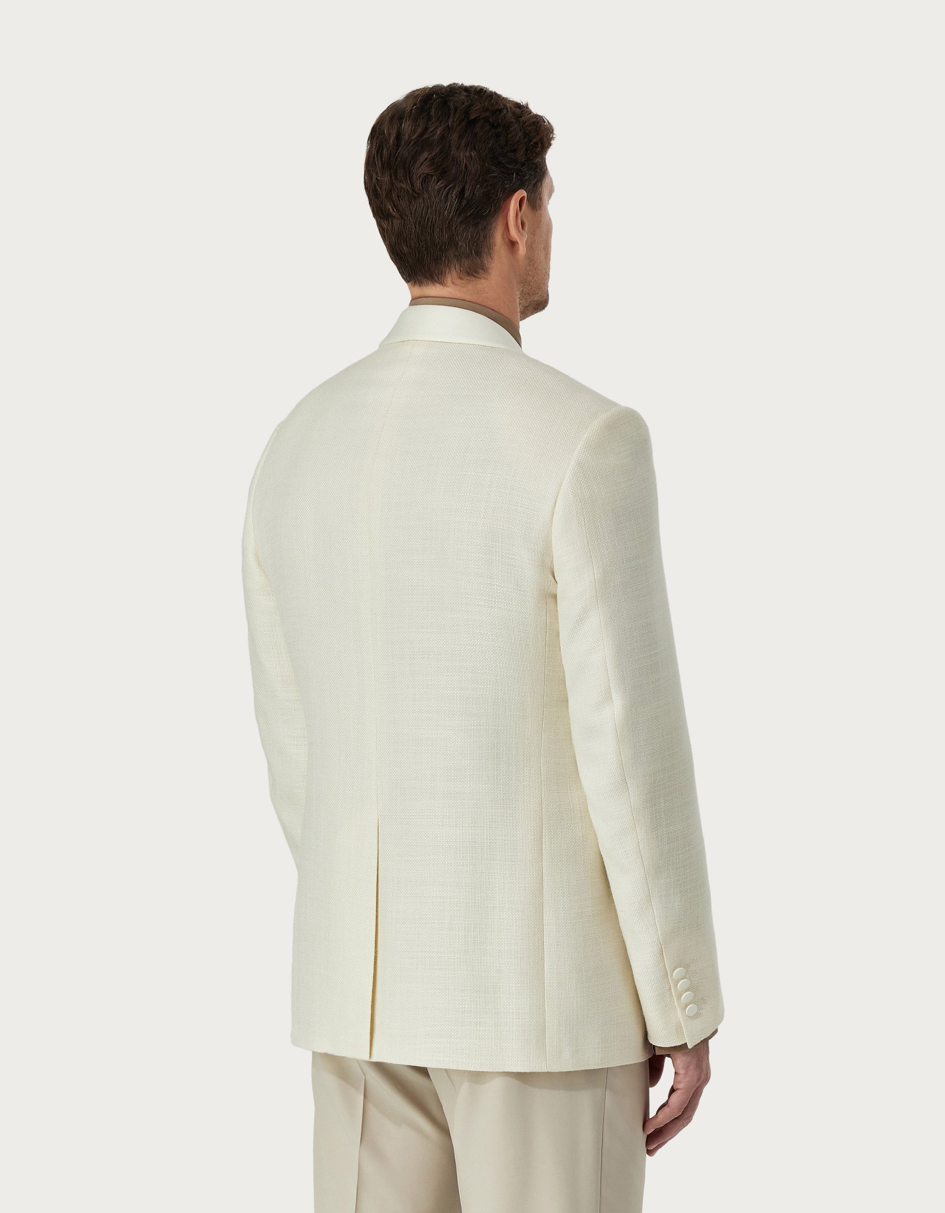 Travel tuxedo jacket in white silk wool and mohair