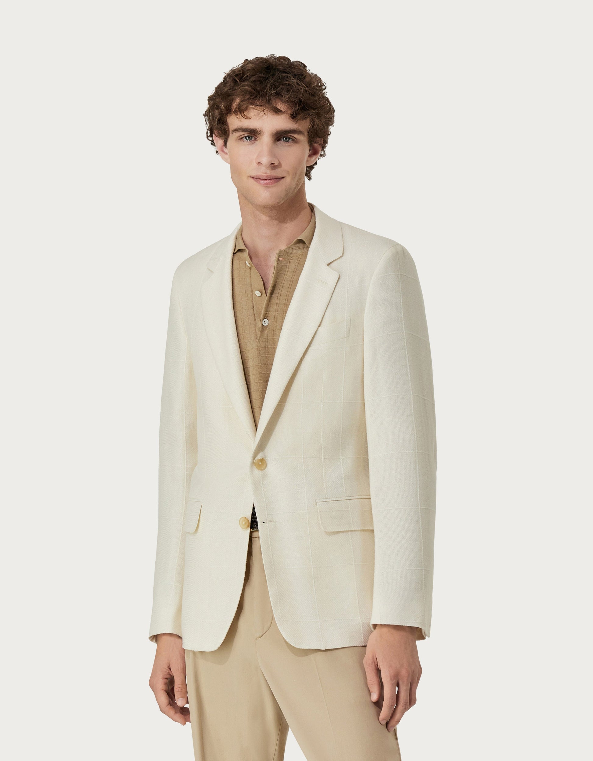 Travel blazer in white silk wool and mohair