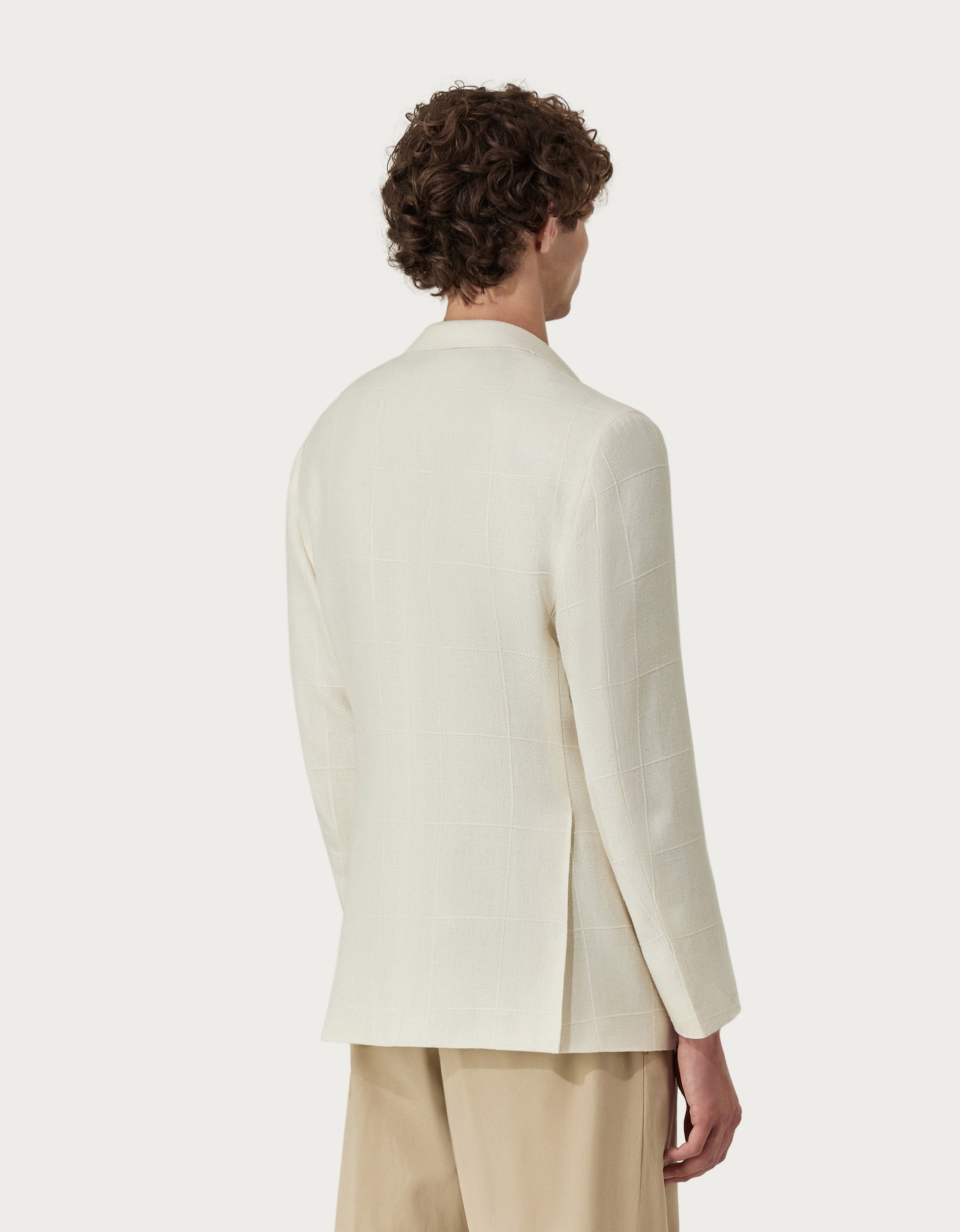 Travel blazer in white silk wool and mohair