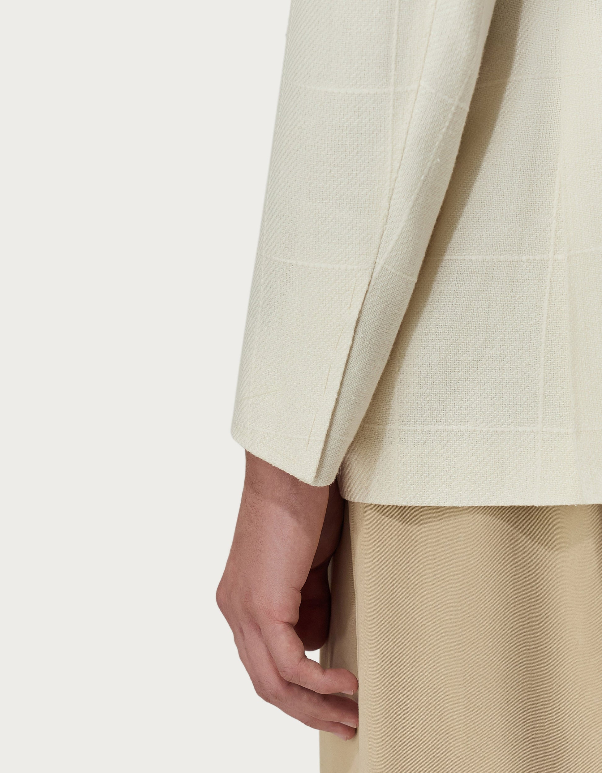 Travel blazer in white silk wool and mohair