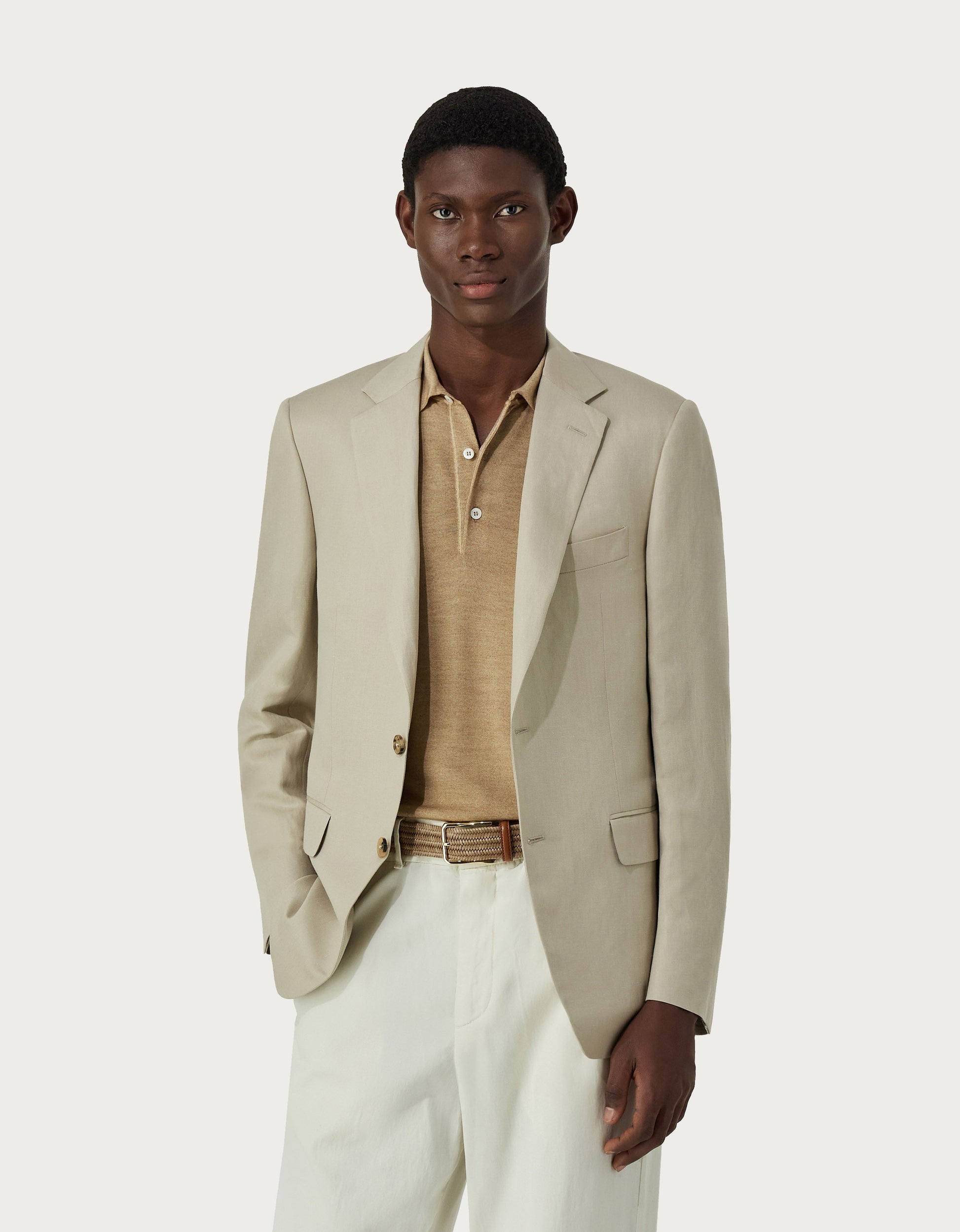 Linen and silk jacket in sand - Exclusive