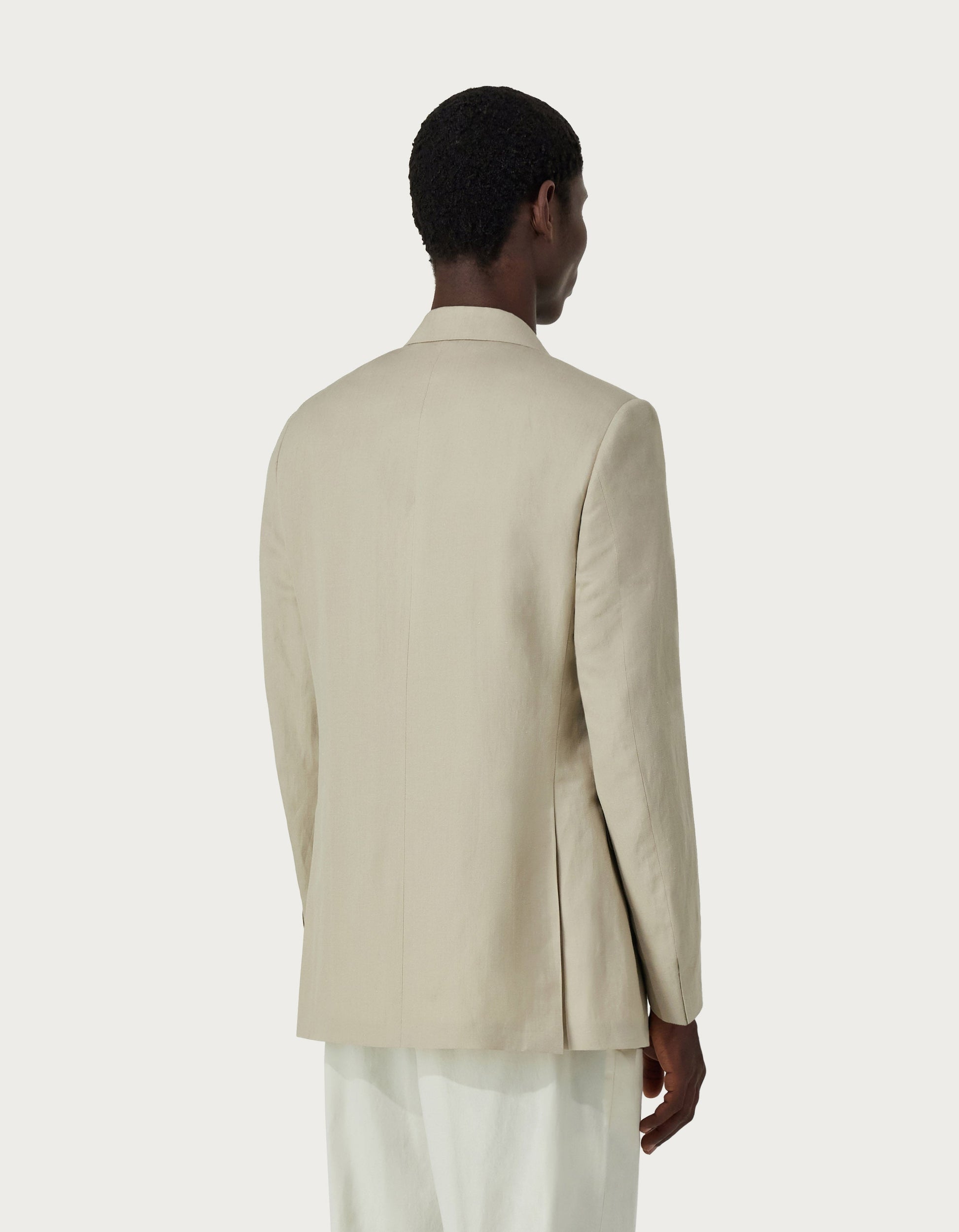 Linen and silk jacket in sand - Exclusive