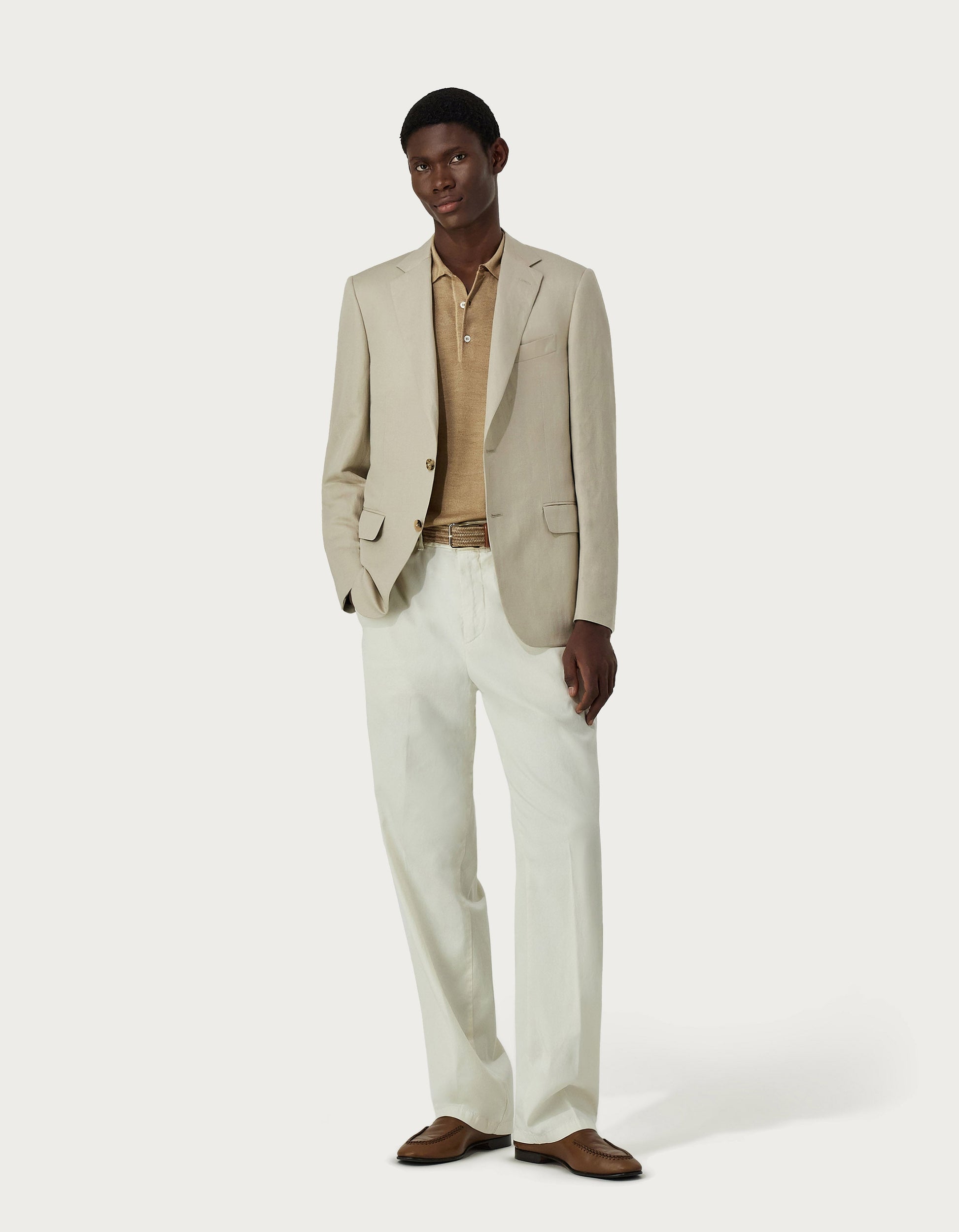Linen and silk jacket in sand - Exclusive