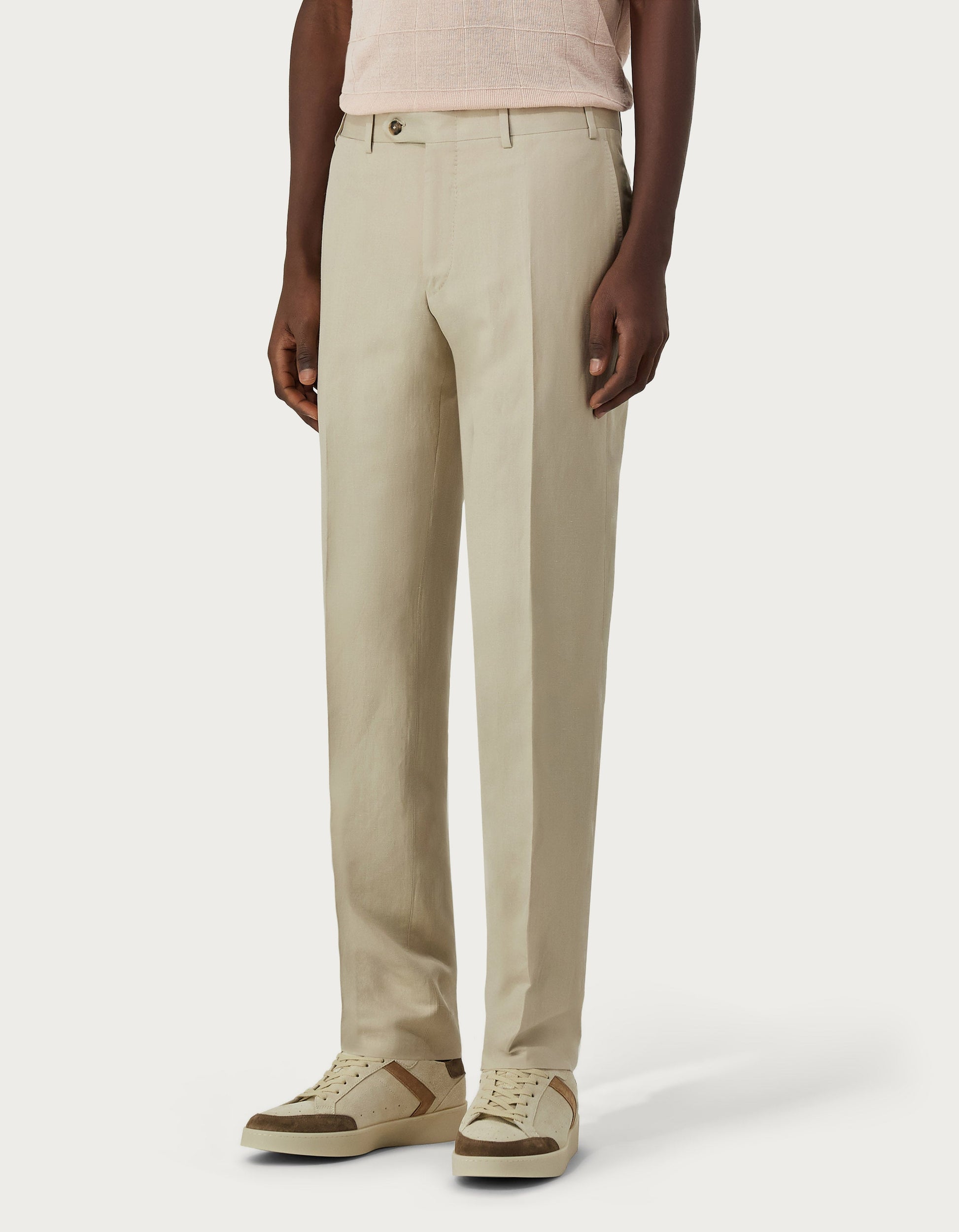 Natural pants in silk and linen