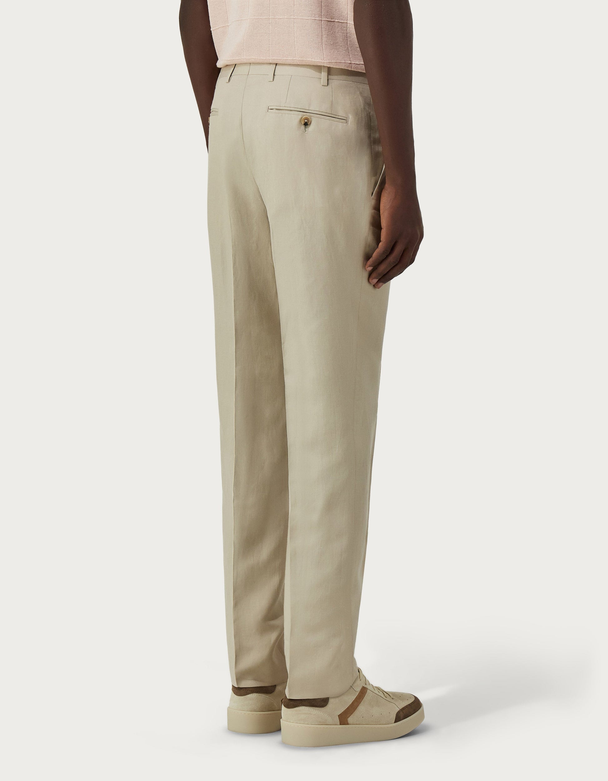 Natural pants in silk and linen