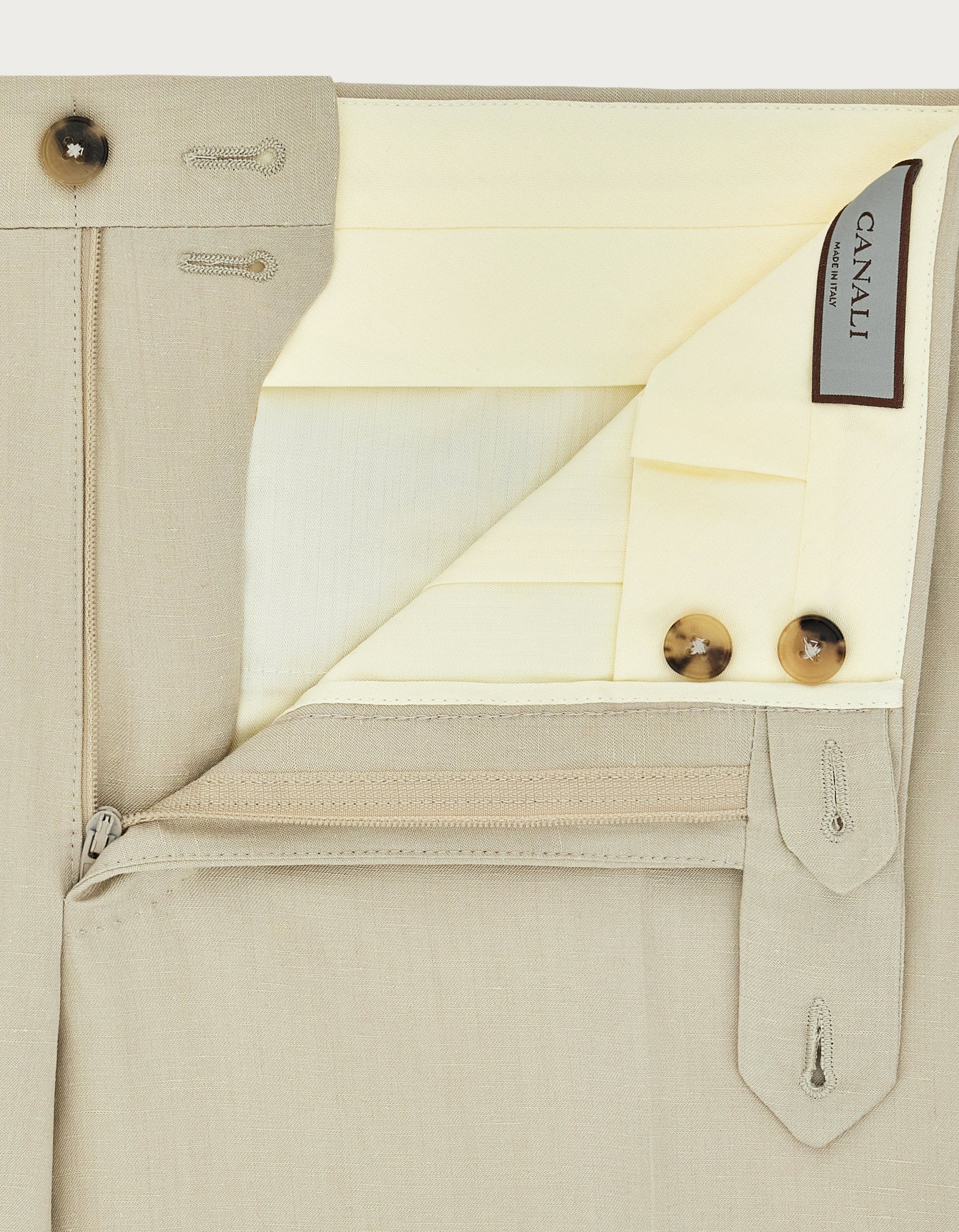 Natural pants in silk and linen