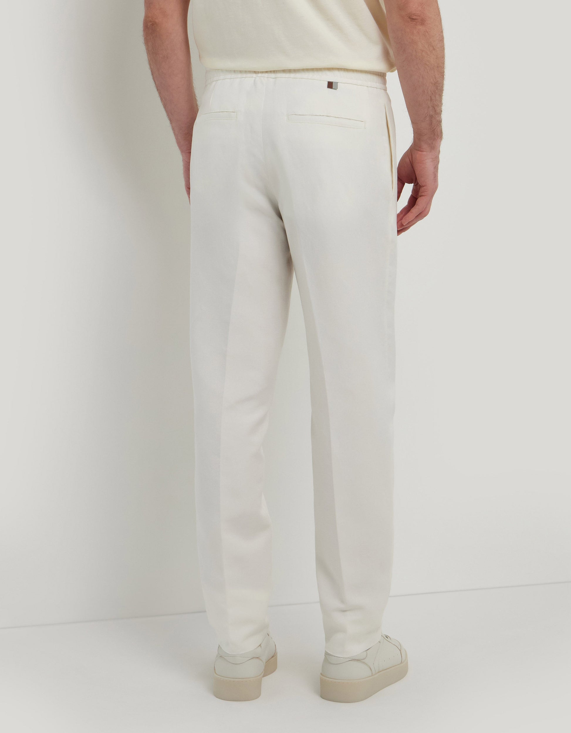 Suede-colored linen silk fabric drawstring pants