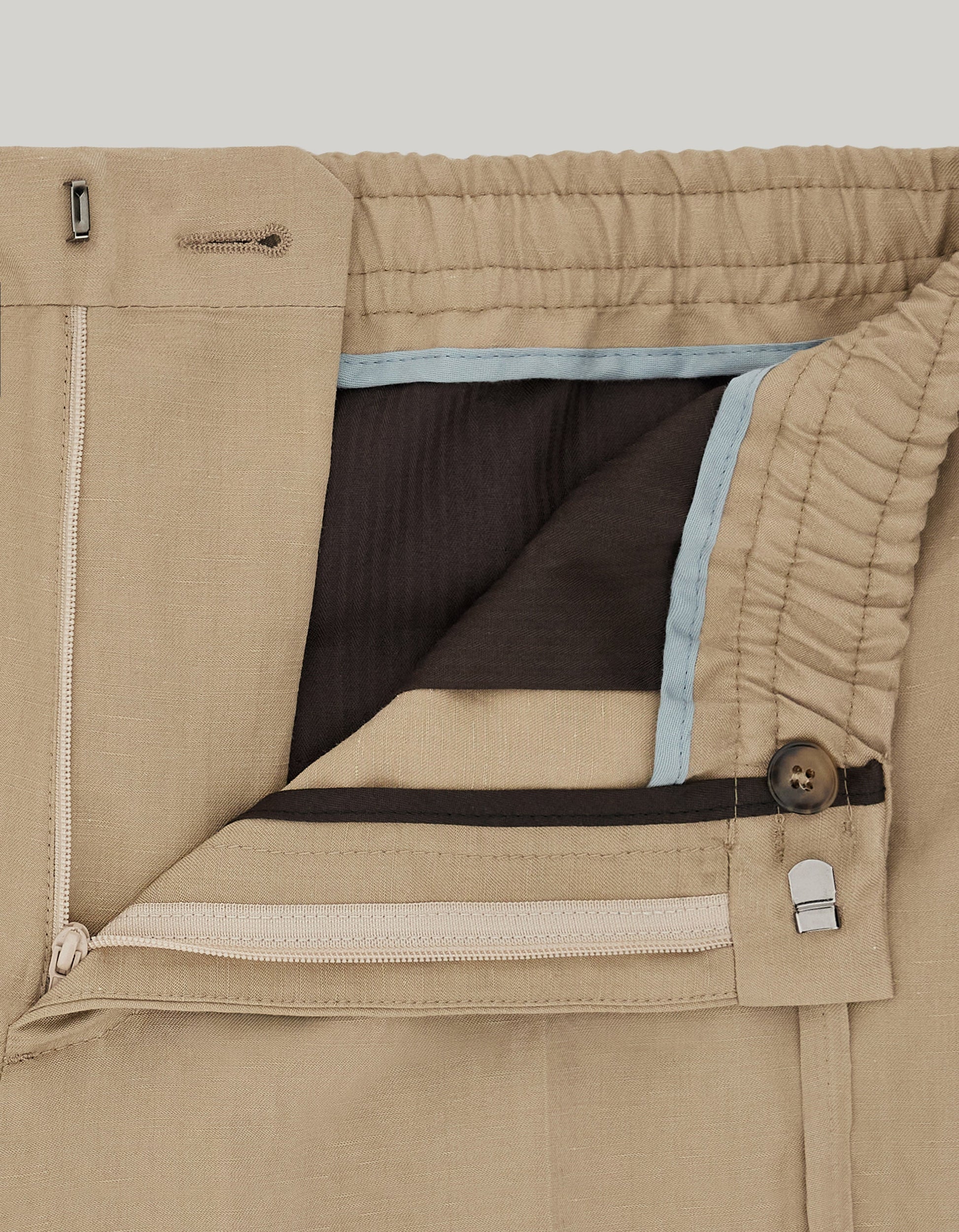 Suede-colored linen silk fabric drawstring pants