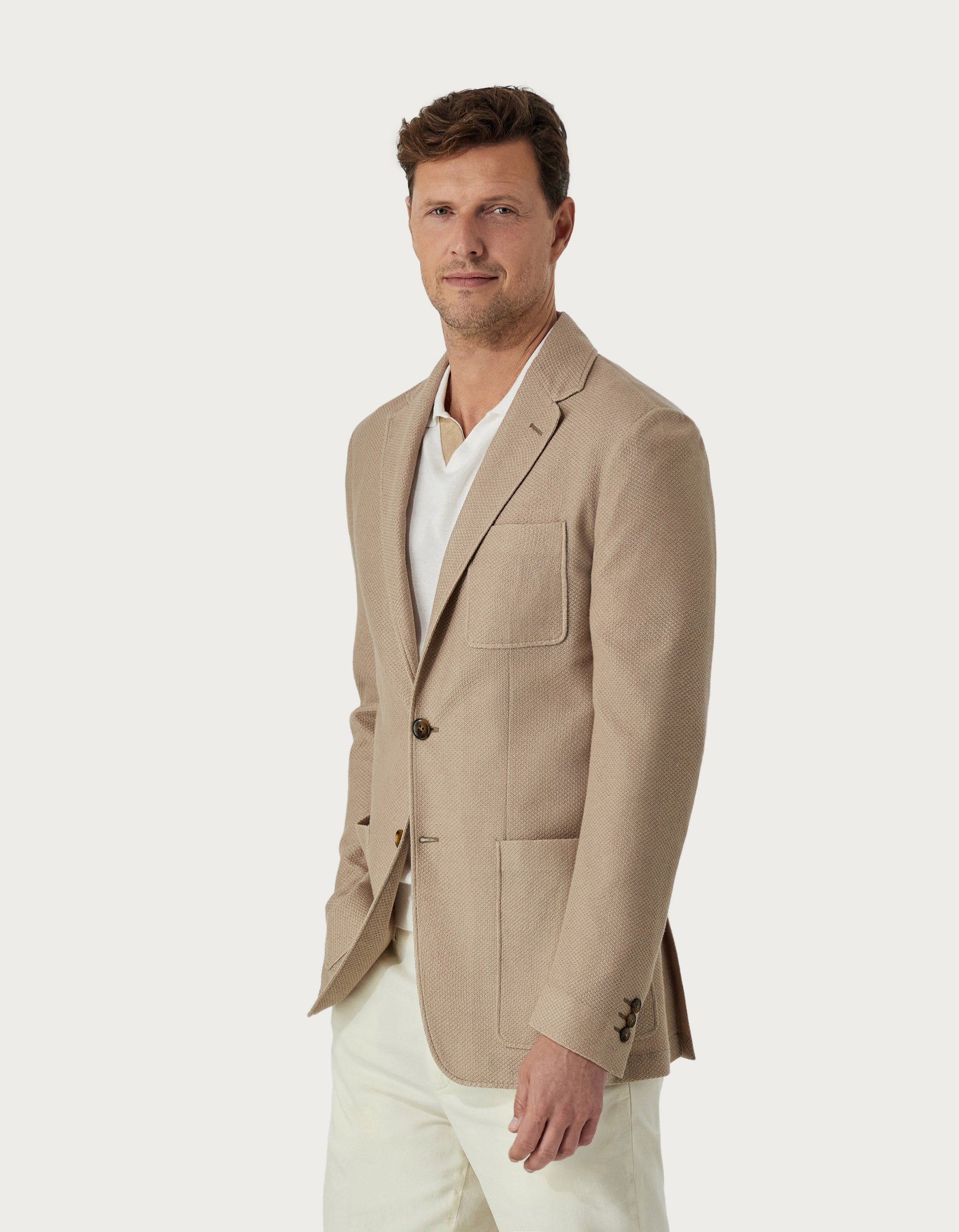 Beige blazer in jersey sweat fabric
