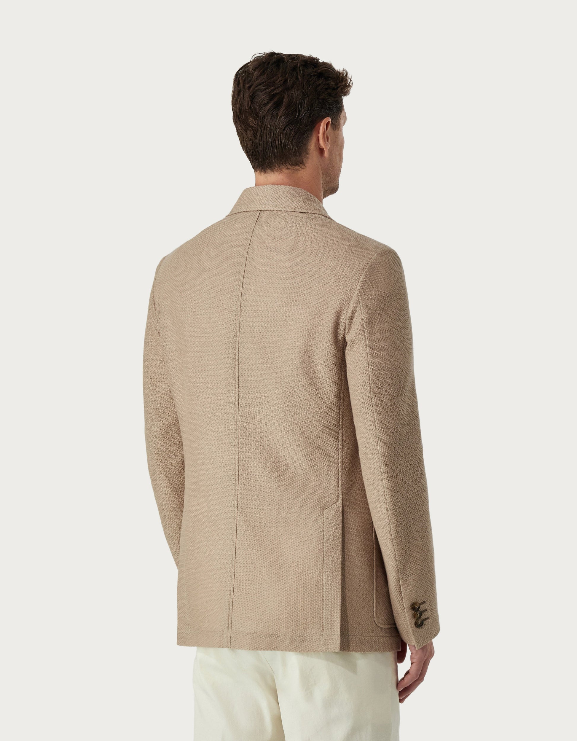Beige blazer in jersey sweat fabric