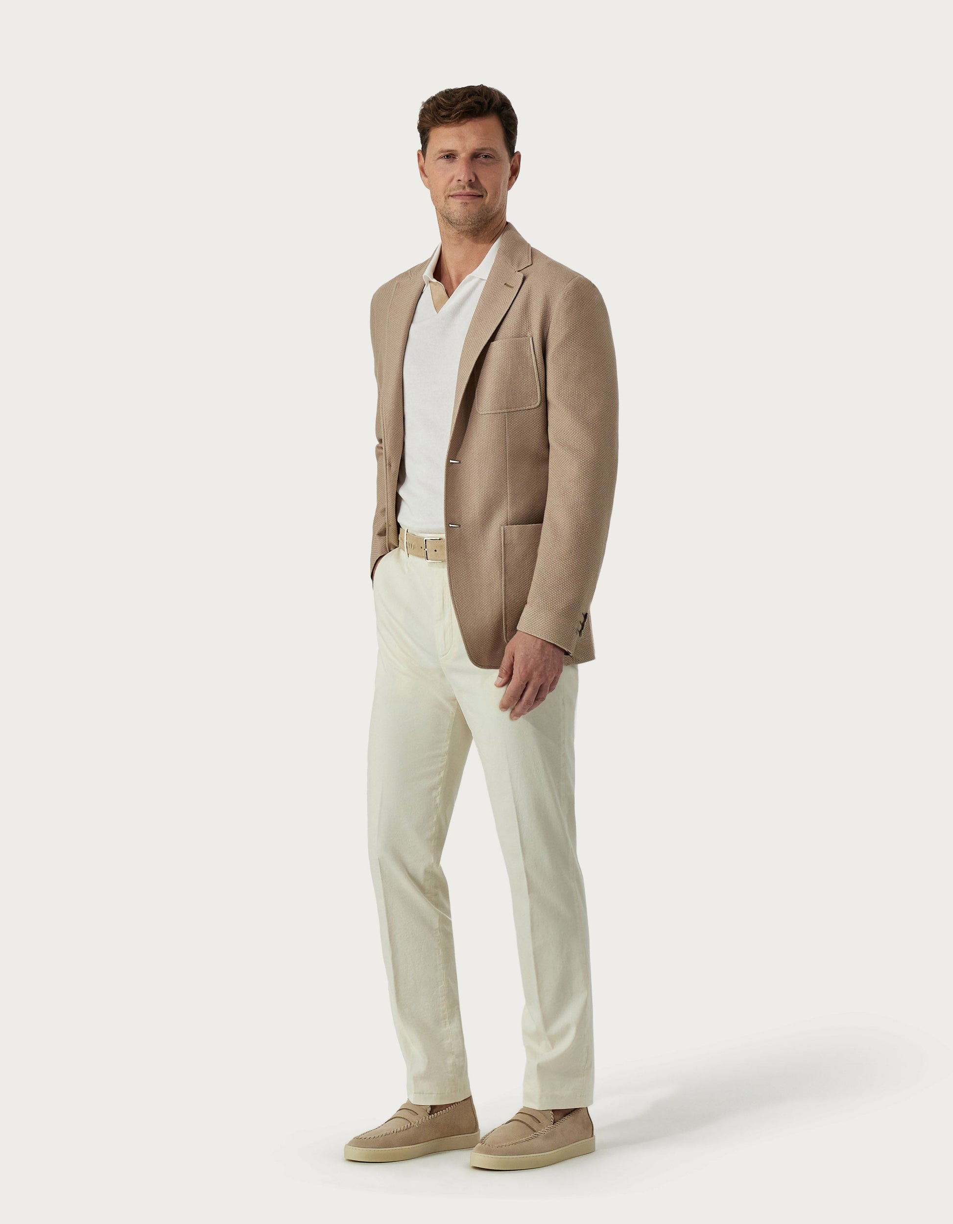 Beige blazer in jersey sweat fabric
