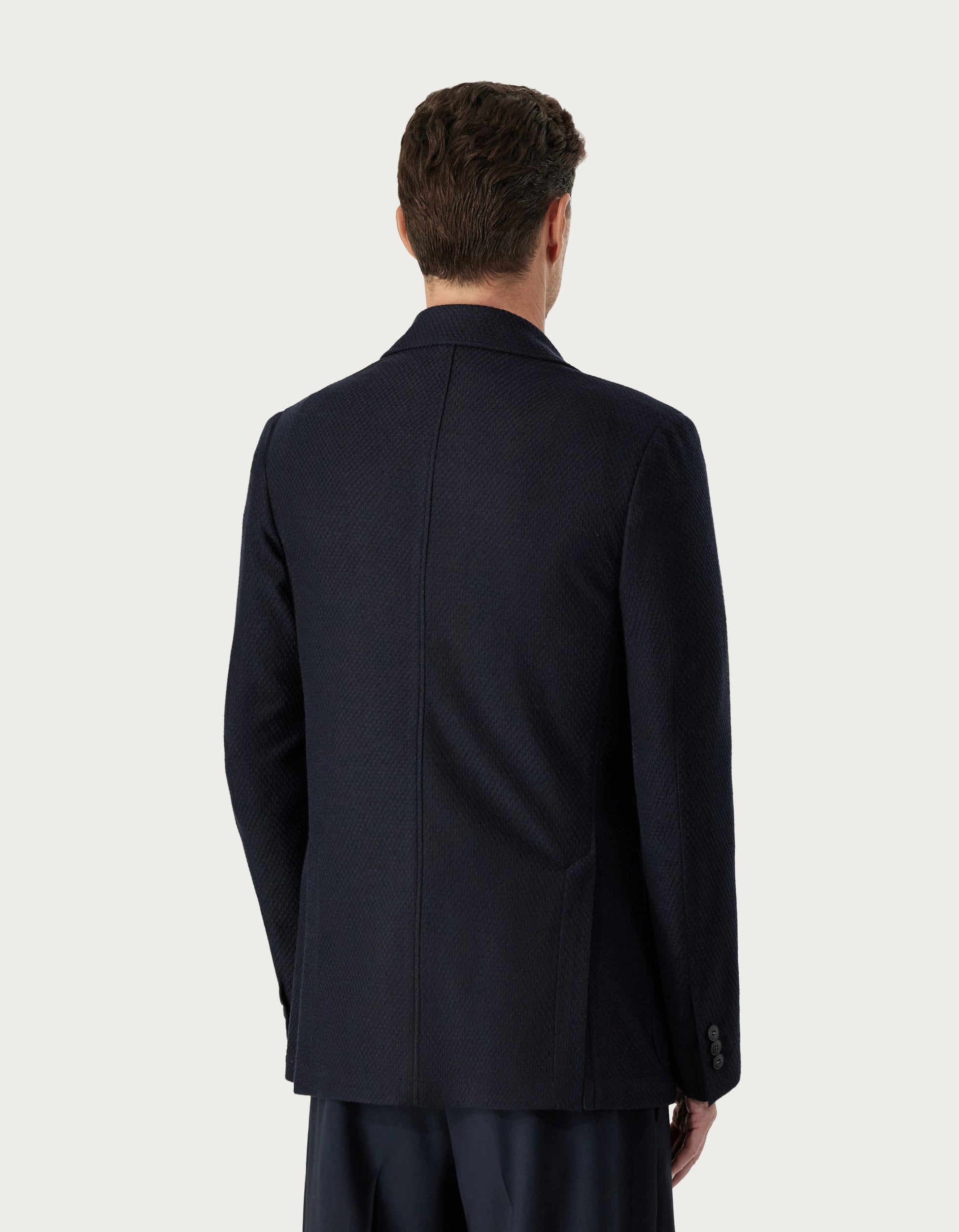 Blue black jersey blazer in cotton cashmere and silk