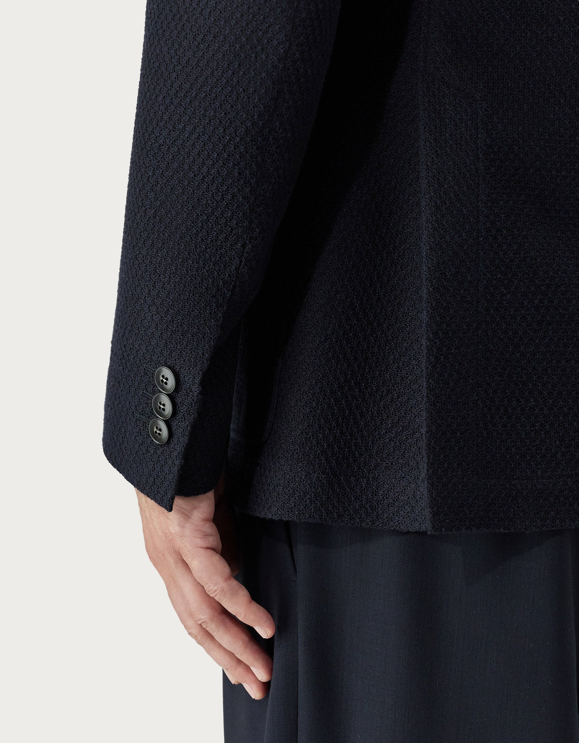 Blue black jersey blazer in cotton cashmere and silk