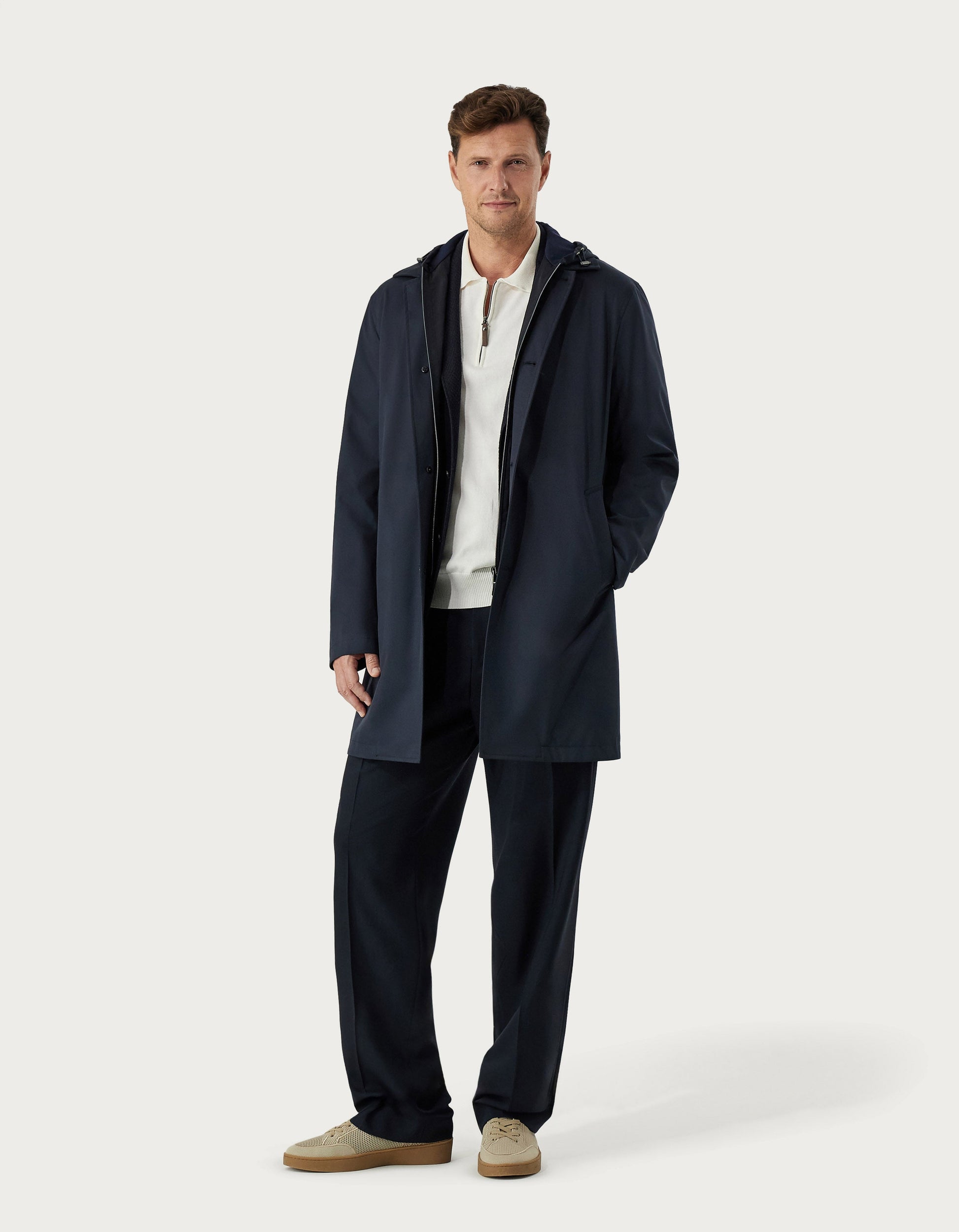 Blue black jersey blazer in cotton cashmere and silk