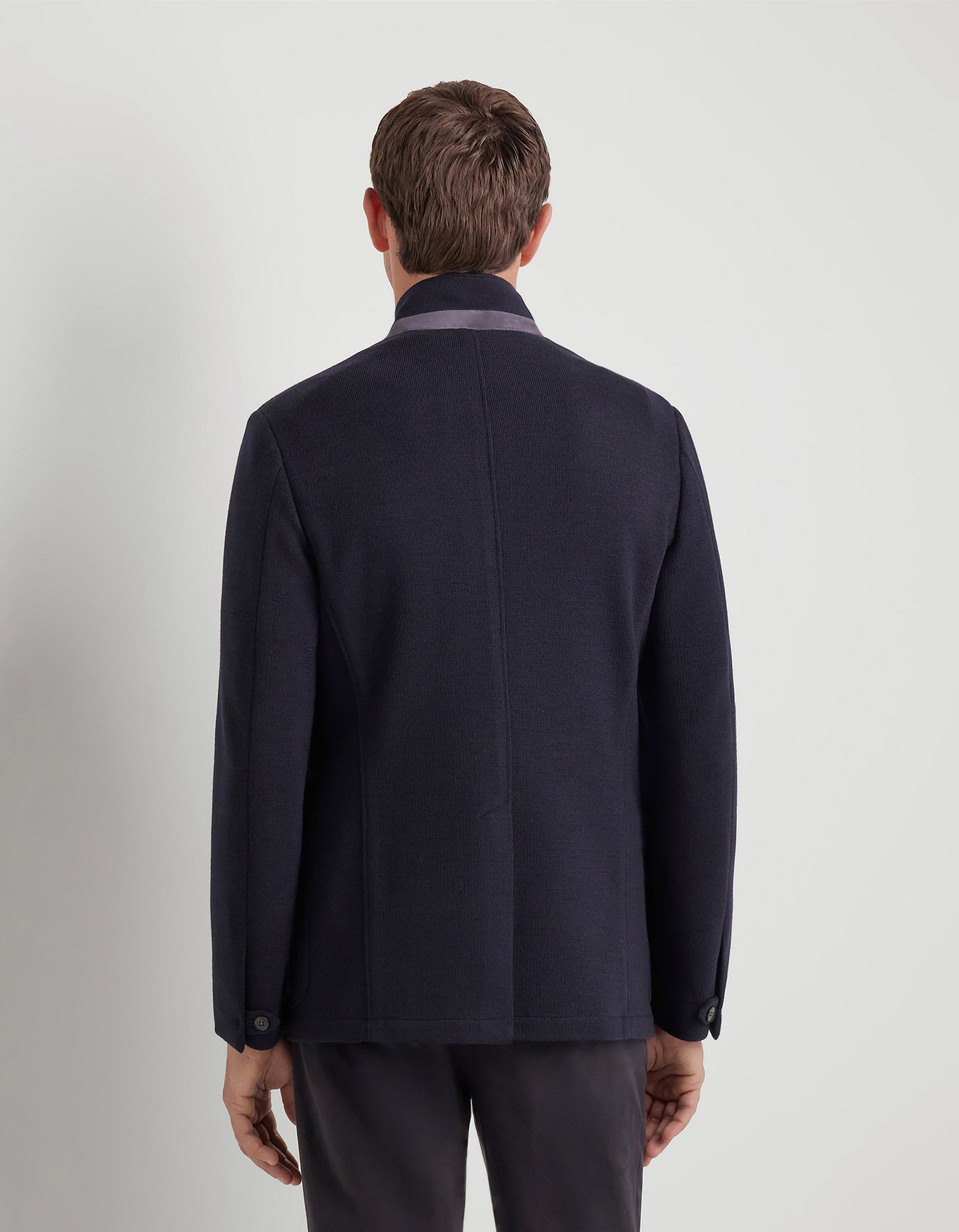 Navy blue wool and cotton jacket