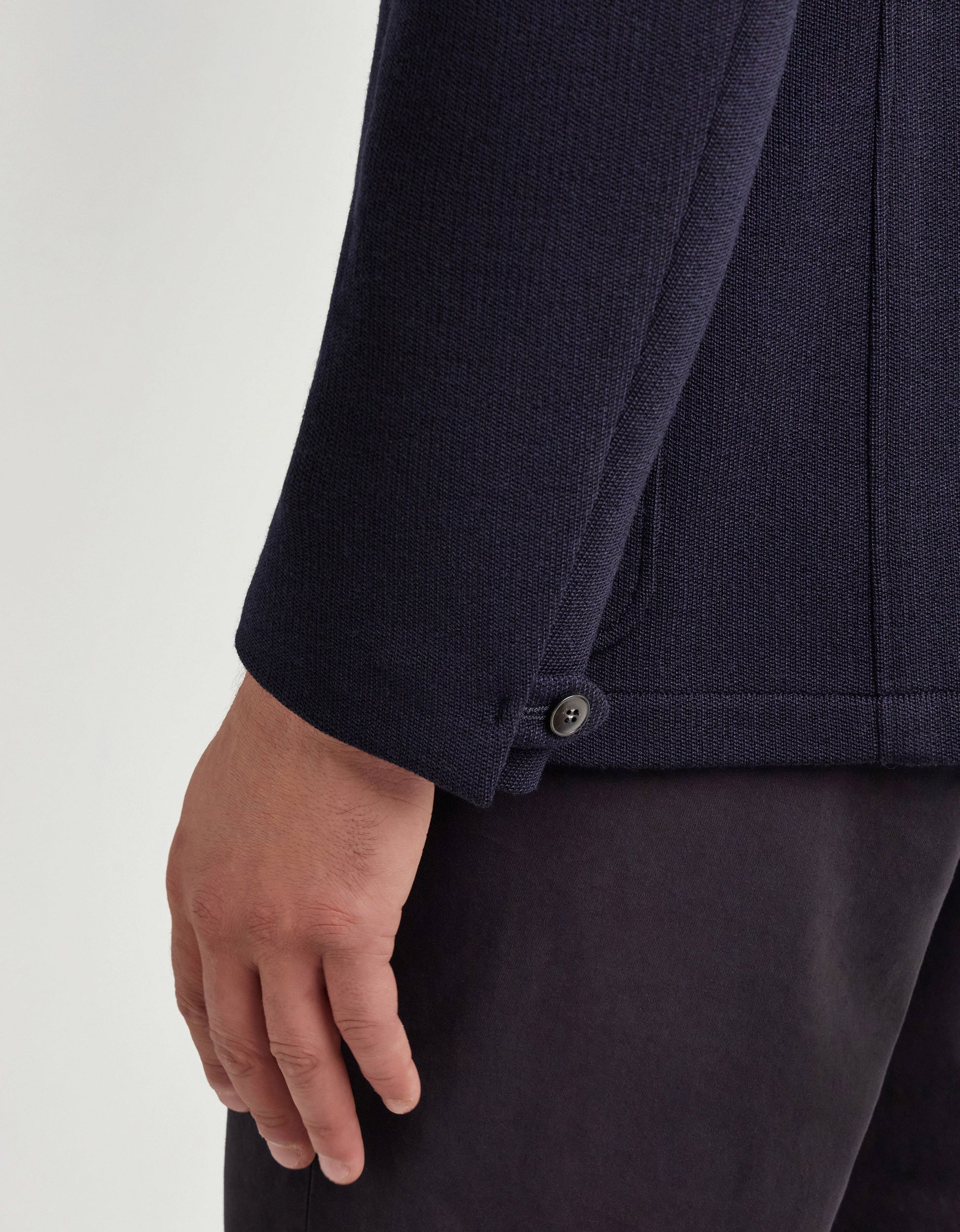 Navy blue wool and cotton jacket